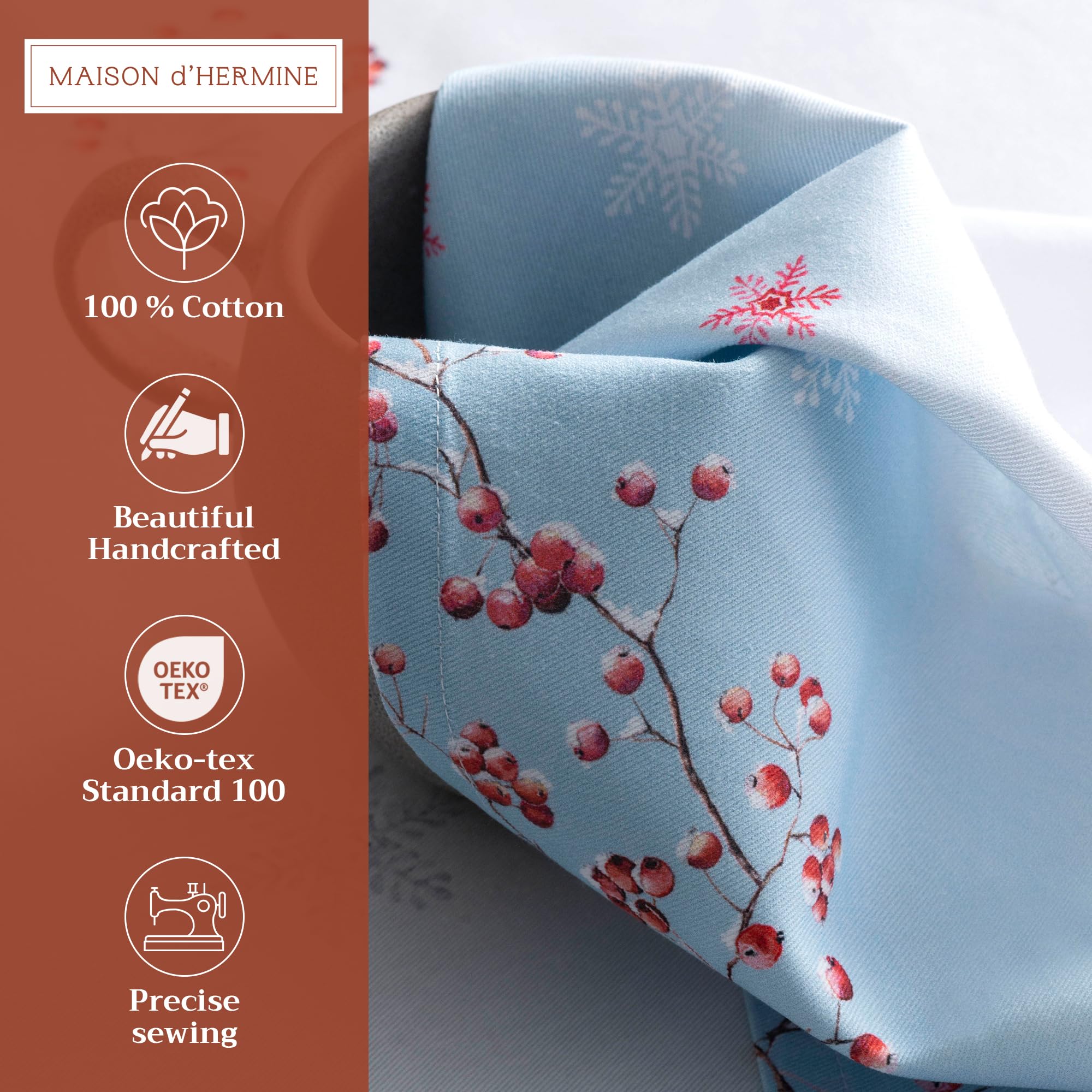 Maison D Hermine Napkins 100% Cotton Set Of 4 Decorative Cloth Napkin Washable Dinner Napkins For Gifts, Holiday, Dinner & Dinin