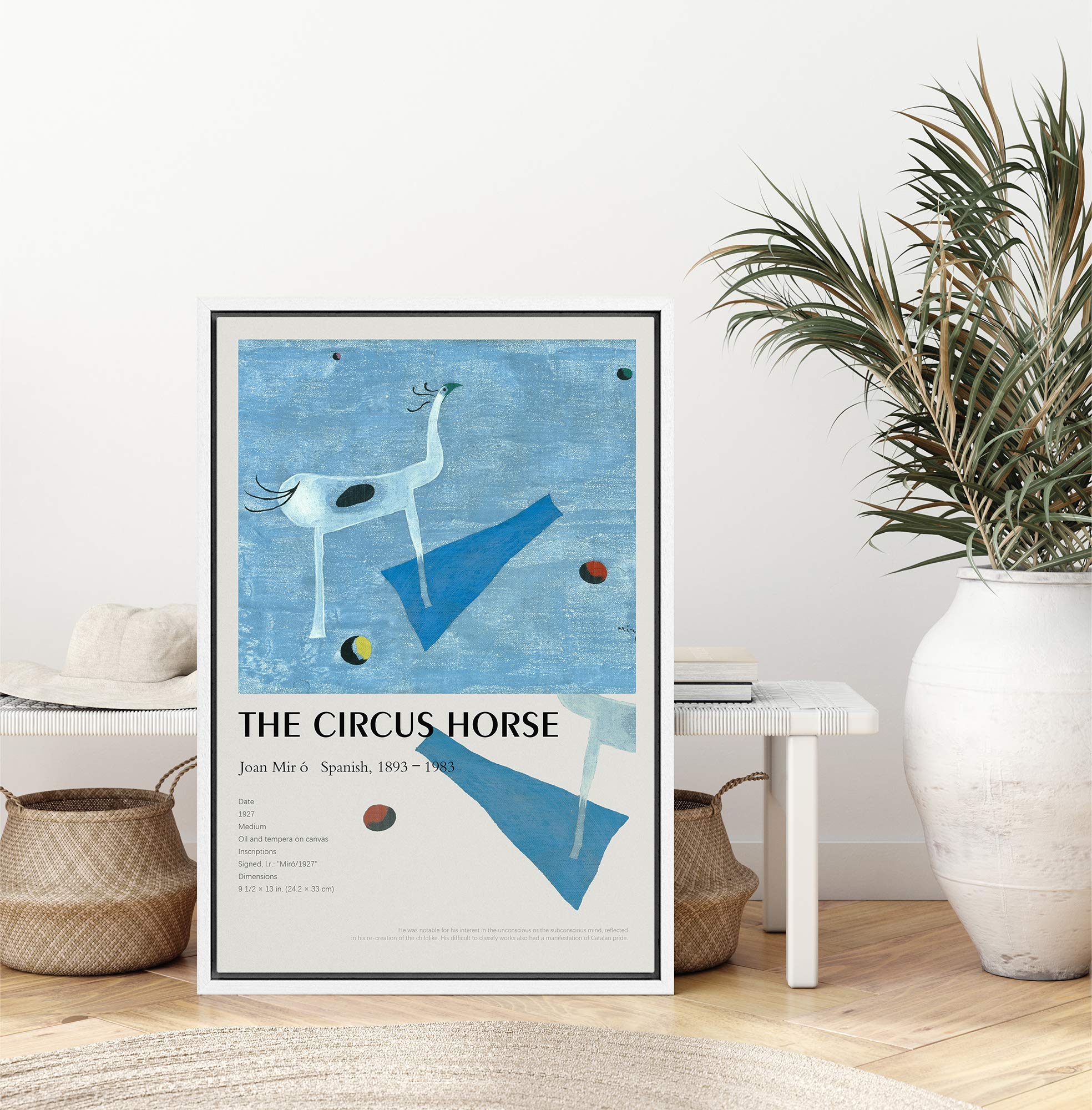 Idea4Wall Framed Canvas Print Wall Art The Circus Horse Master Artist Joan Miro Nature Wilderness Oil Painting Impressionism Tra