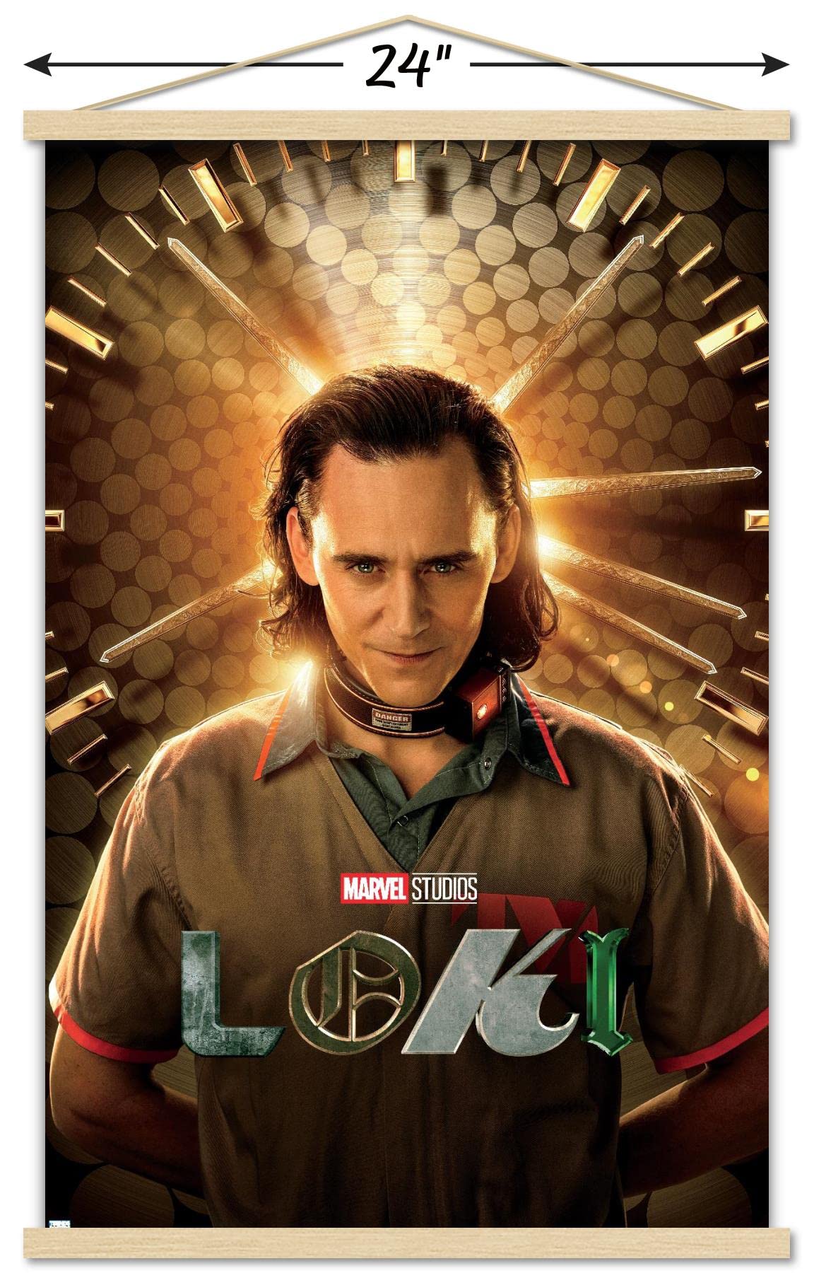 Trends International Marvel Loki-Teaser Wall Poster with Magnetic Frame  22.375'' x 34''  Print and Beechwood Hanger Bundle