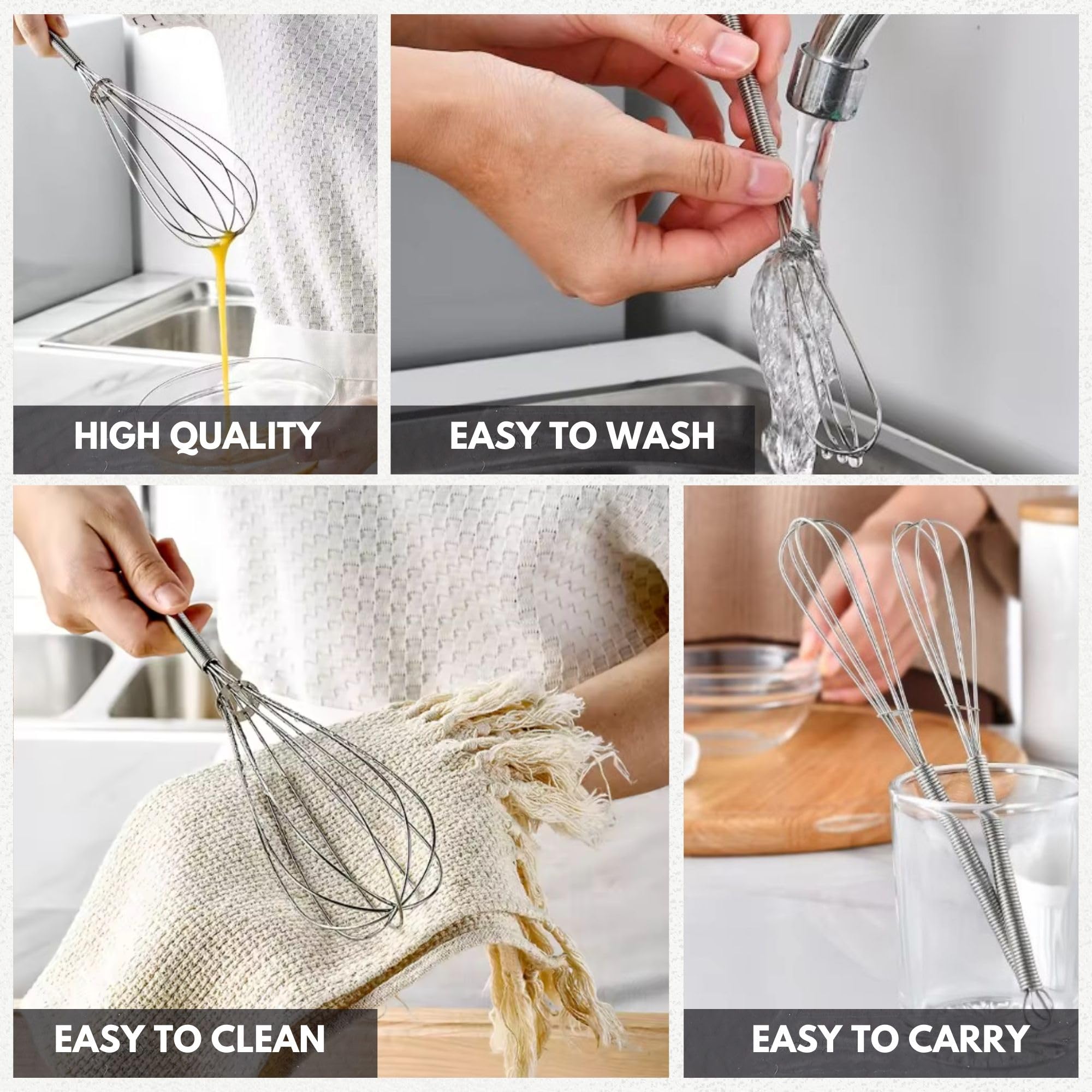 Chandler Whisks For Cooking | Pack Of 3 | Stainless Steel Whisk - Perfect For Blending, Beating, And Stirring - Heat Resistant,