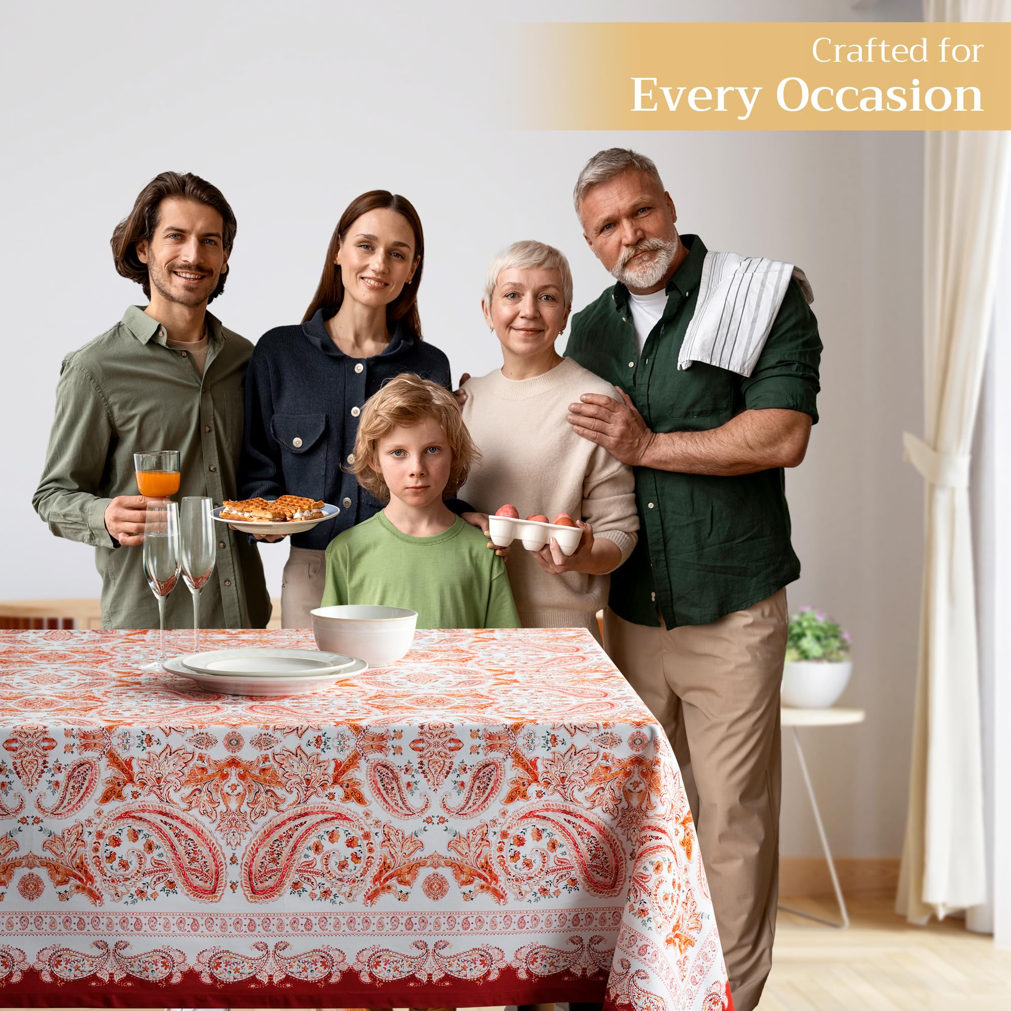 Maison D' Hermine Table Cloth 100% Cotton 60''X108'' Decorative Tablecover Washable Rectangle Tablecloths, Dining, Buffet Partie