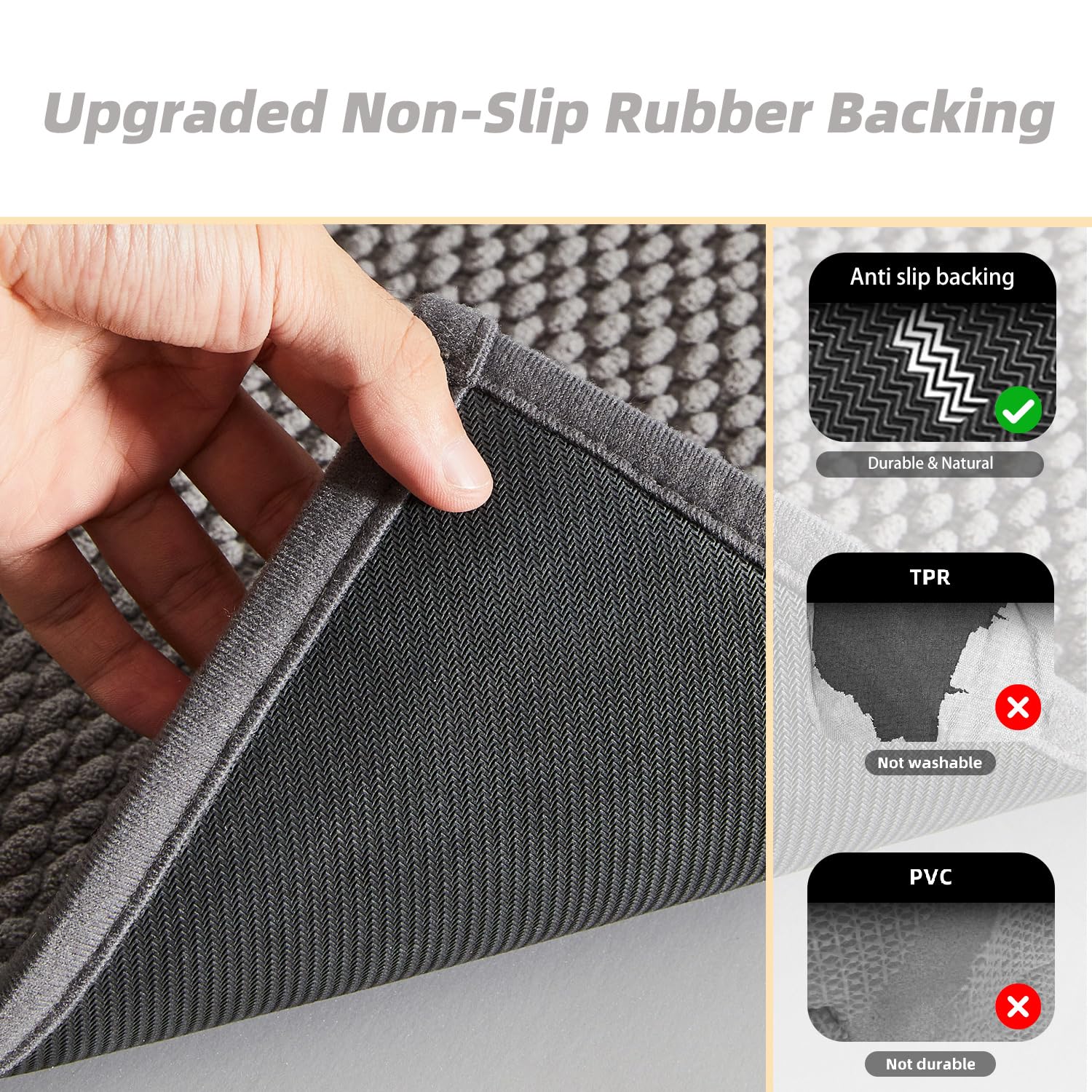 Bululom Bathroom Toilet Rug, Chenille Bathroom Mat For Toilet Mat, Non Slip Absorbent Bath Rug, Washable U Shap Mat Contour Bath