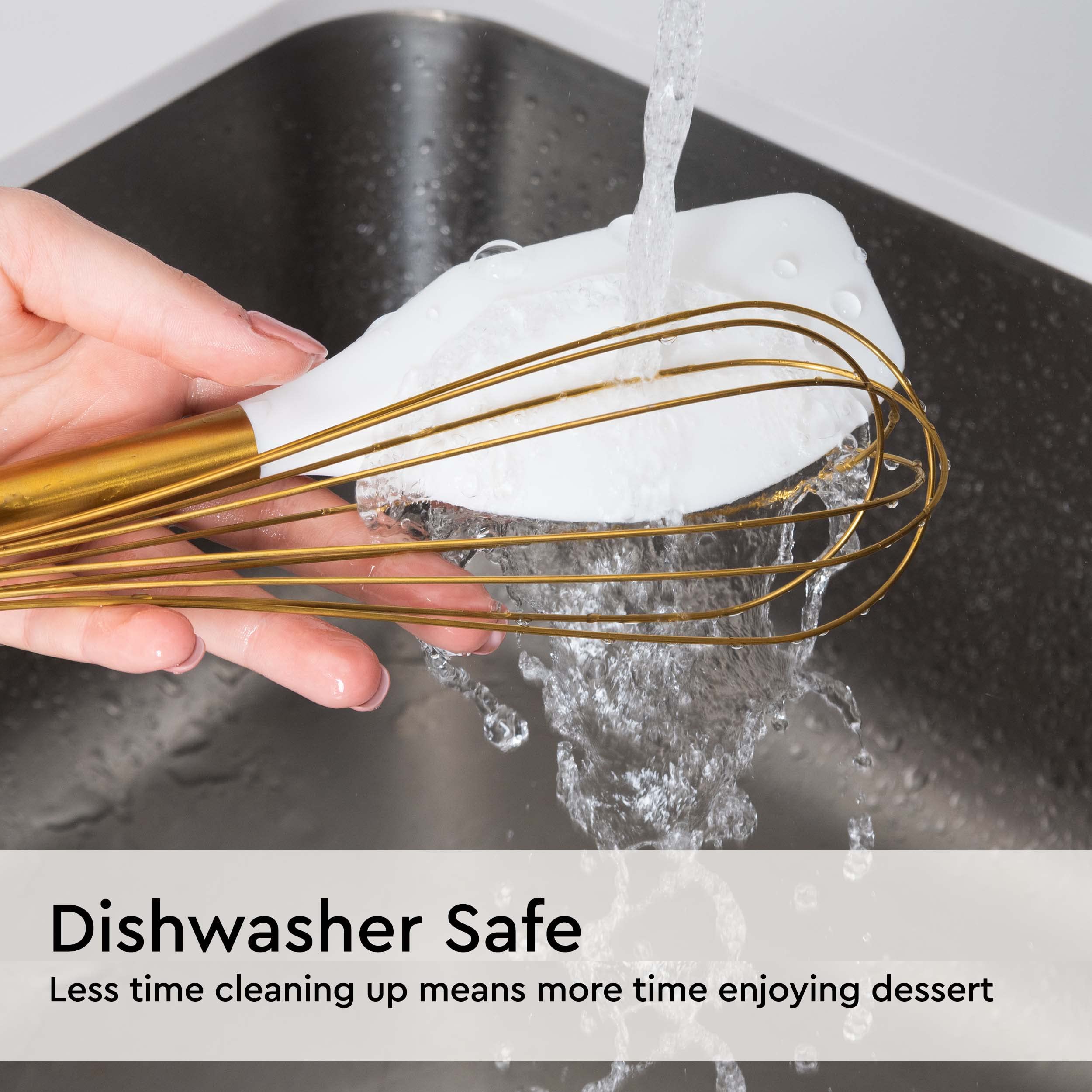 White Silicone and Gold Cooking Utensils Set with Gold Utensil Holder: 17PC Set Includes White & Gold Measuring Cups and Spoons Set White Utensils Set Gold Spatula Gold Whisk -Gold Kitchen Accessories