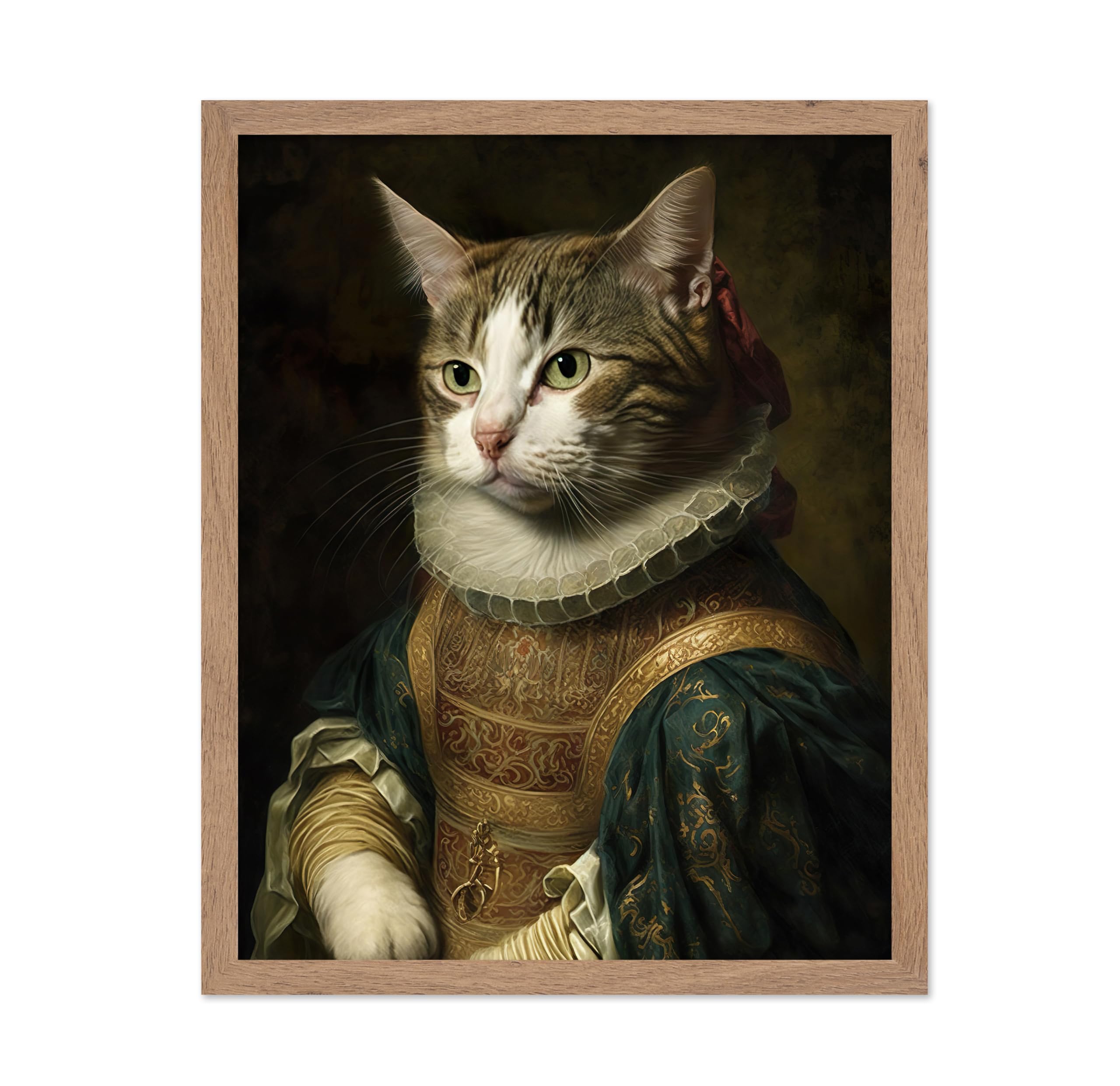 Poster Master Renaissance Animal Poster - Retro Funny Print - Gift for Artist, Friend - Aristocratic Cat, Renaissance, Formal At