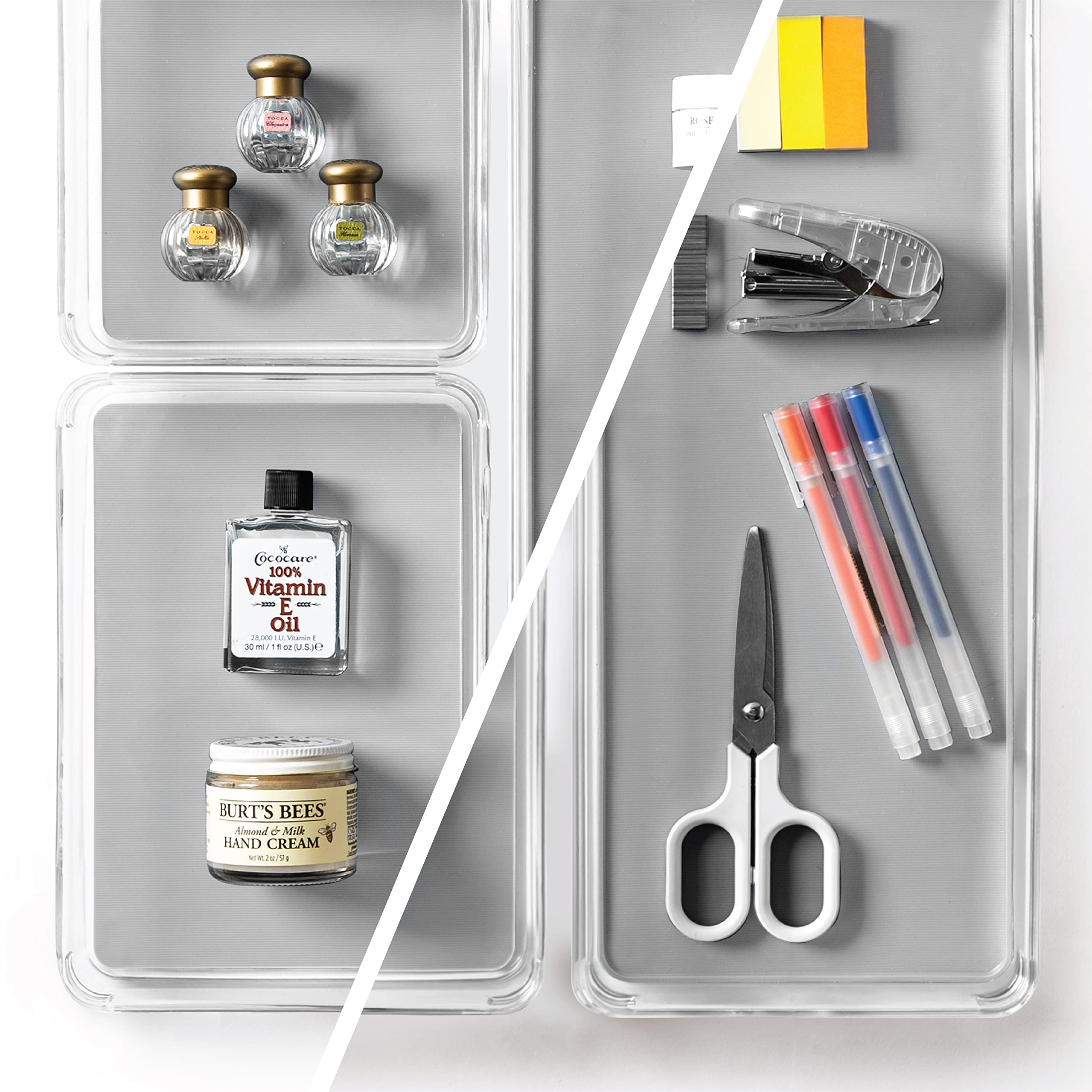 BINO | 3-Piece Drawer Organizer Bin Set - Grey, Large | THE MODULAR+ | Multi-Purpose Storage | Soft-Grip Lining and Non-Slip Rub