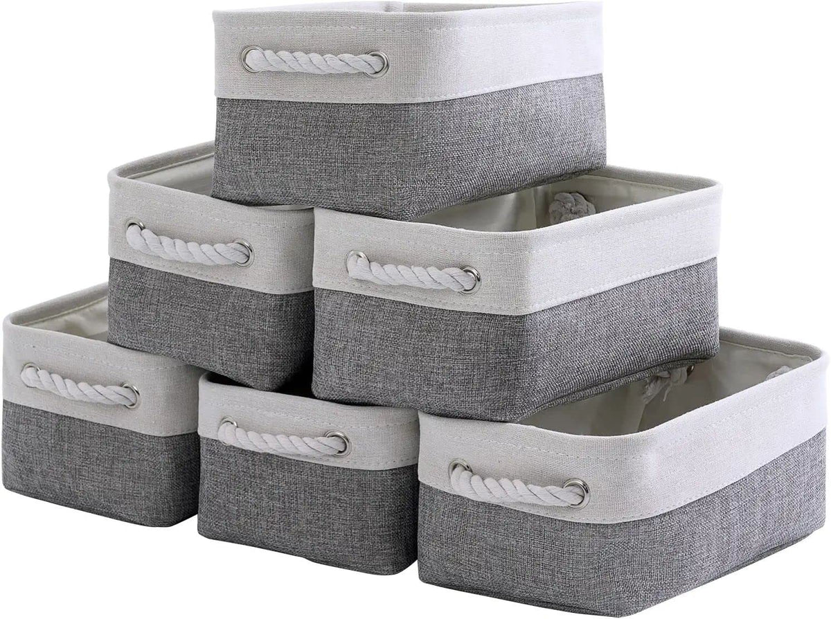 Sacyic Baskets Storage Bins 12X8X5 Inch [6-Pack] Fabric Storage Baskets Cloth Baskets Empty Gift Baskets With Rope Handles Decor