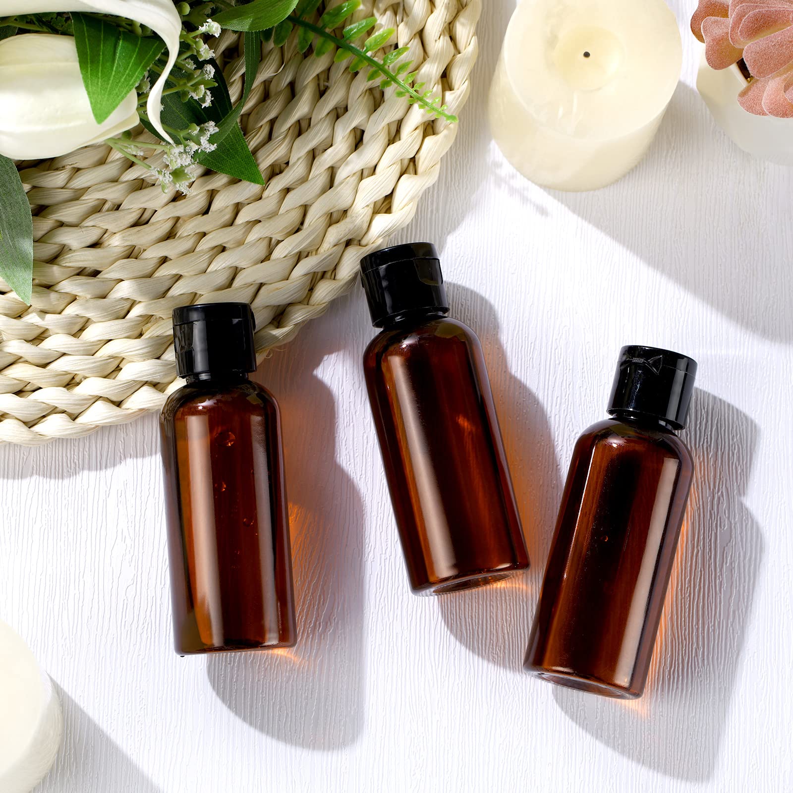 Eccliy 100 Pack 2 Oz Travel Bottles Plastic Bottles With Lids Travel Size Cover Cap Plastic Travel Size Bottles Refillable Dispe