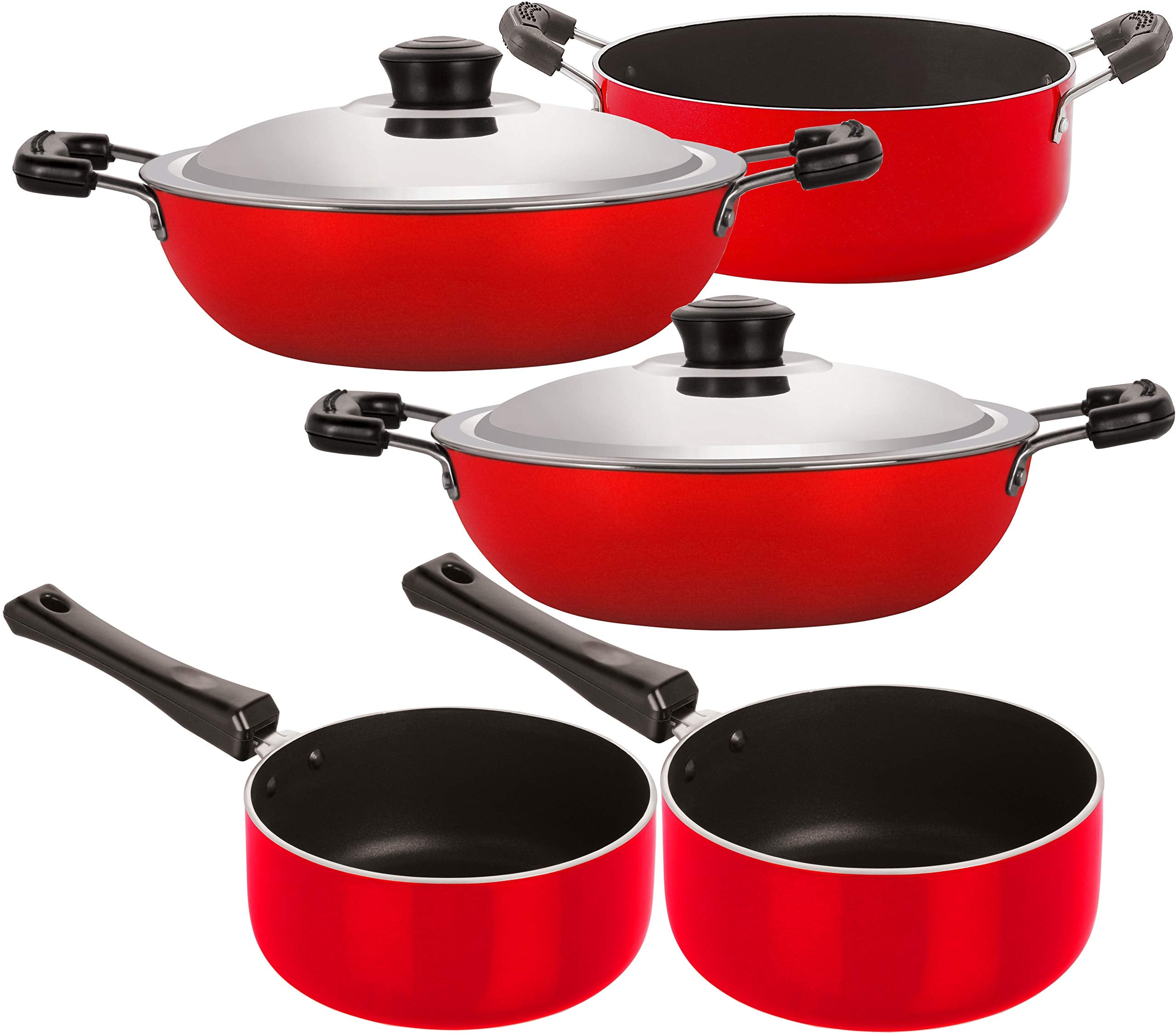 Nirlon NonStick 5 Piece Rust Free Gas Compatible Kitchenware Combo Gift Set With Bakelite Handle