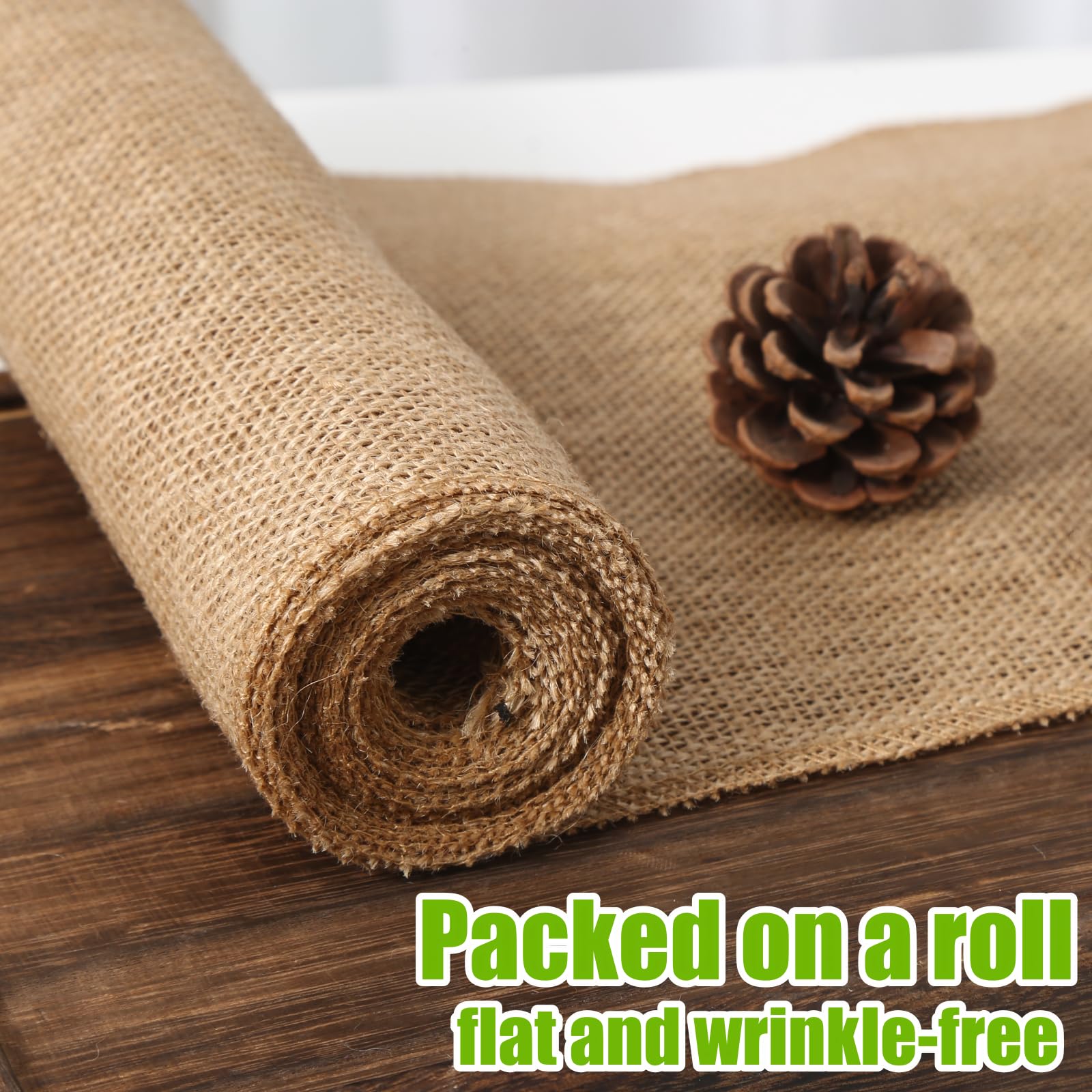 Kennuocat Burlap Table Runners - Natural And Eco-Friendly Versatile Premium Jute Fabric Rolls -12X108Inches(1 Roll) Decor For We