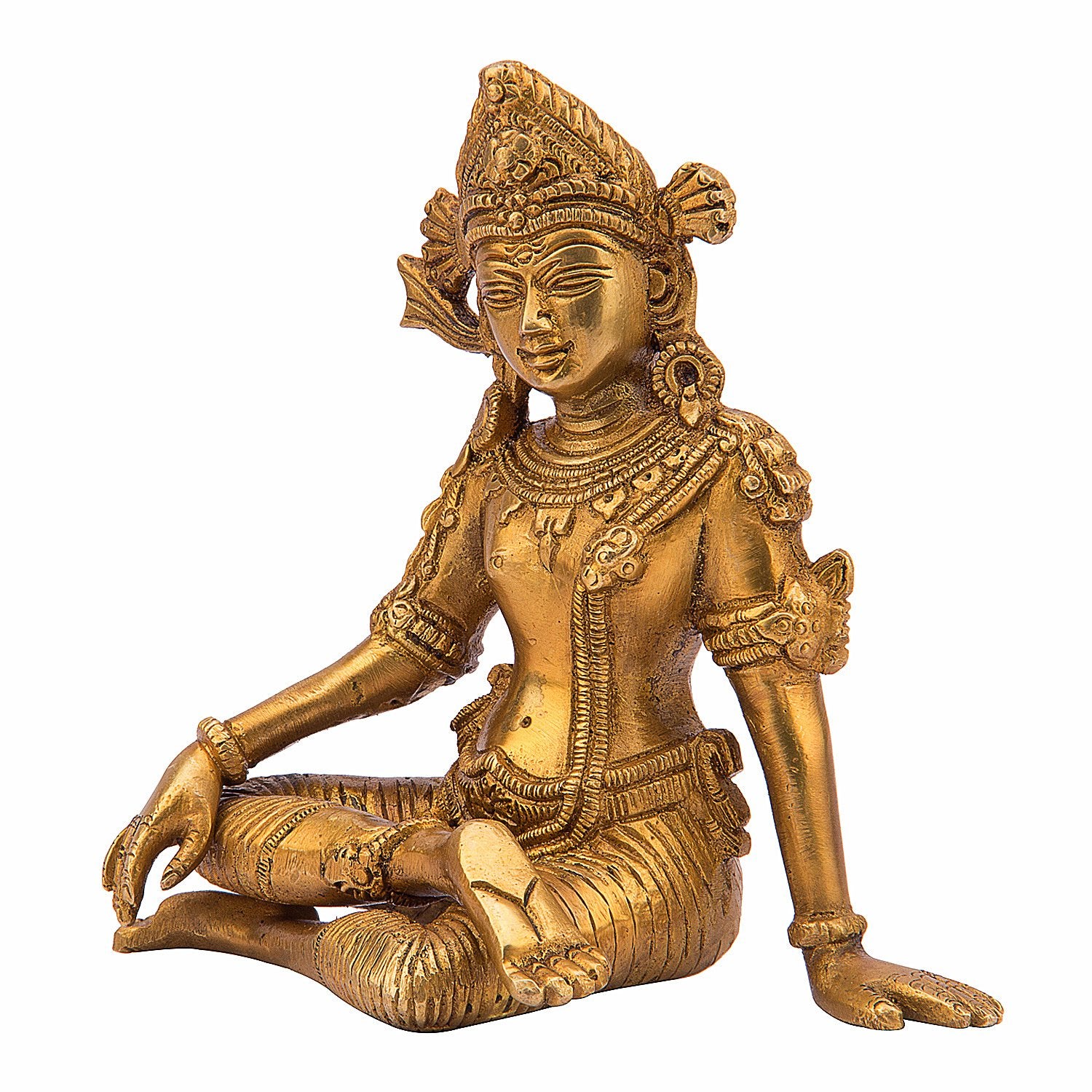 Kartique Indra Dev Sitting Murti | Gold Finish 6 Inch Vastu Decor For Home | Mandir Showpiece For Housewarming Gift | Indra Dev