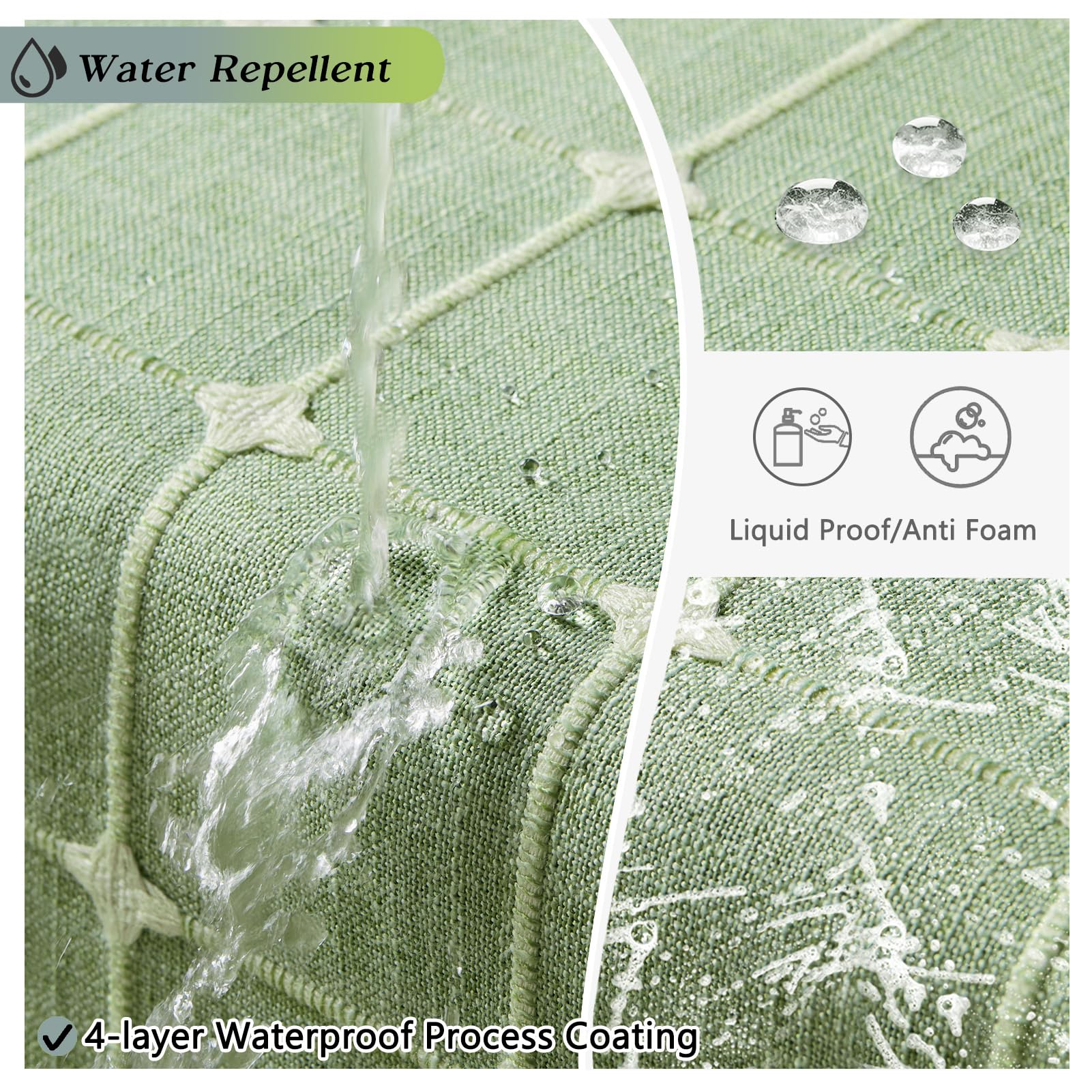 Extra Long Shower Curtain 84 Inches Long, Boho Linen Textured Weighted Fabric Shower Curtain Set With Tassels , Tall Farmhouse V