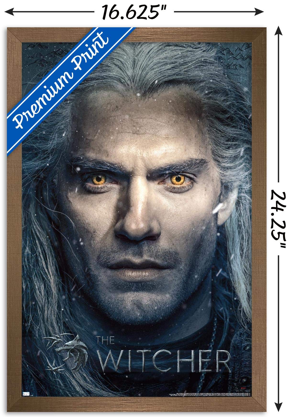 Trends International Netflix The Witcher - Closeup Wall Poster, 14.725'' X 22.375'', Bronze Framed Version