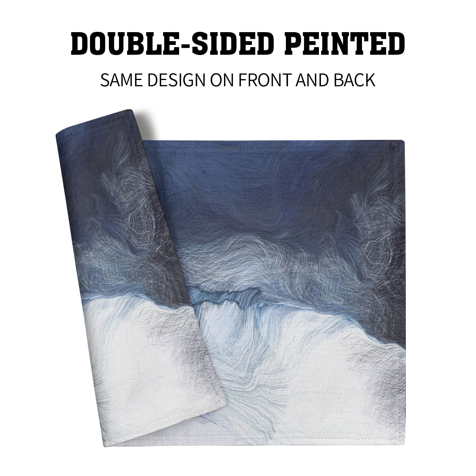 Black Blue Grey White Placemats Set Of 4 Modern Art Abstract Coffee Plate Mat Washable Heat Resistant Linen Place Mats Royal Gra