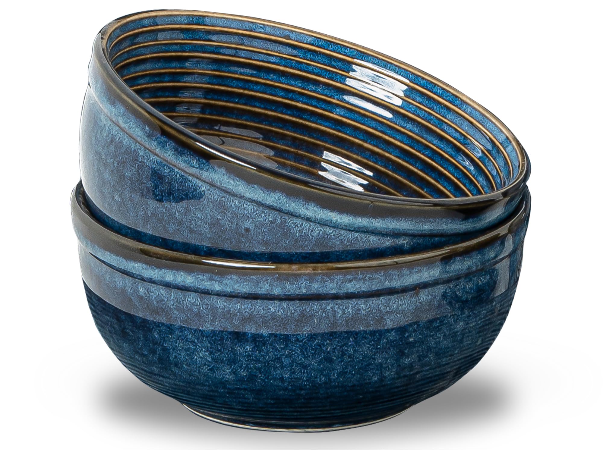 Bodhi House Ceramic Deep Serving Bowl Set Of 2 - 1000Ml, Microwave Safe, Reactive Blue - Large Multipurpose Bowls For Salad, Ram