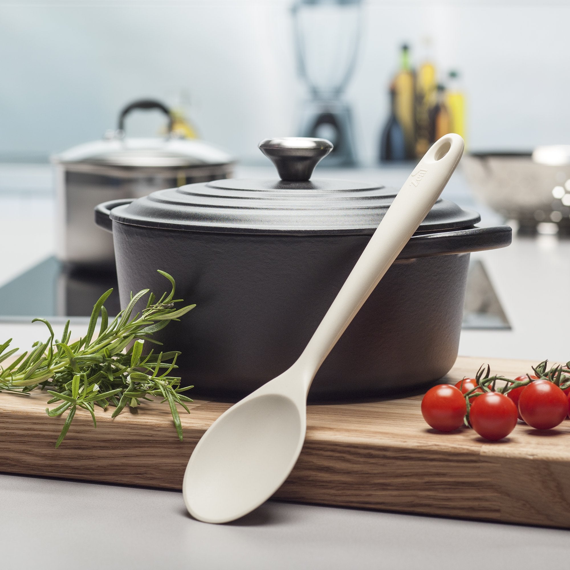 Zeal Scratch Non-Stick Cooking Spoon (28Cm), Silicone, Cream, 11-Inch