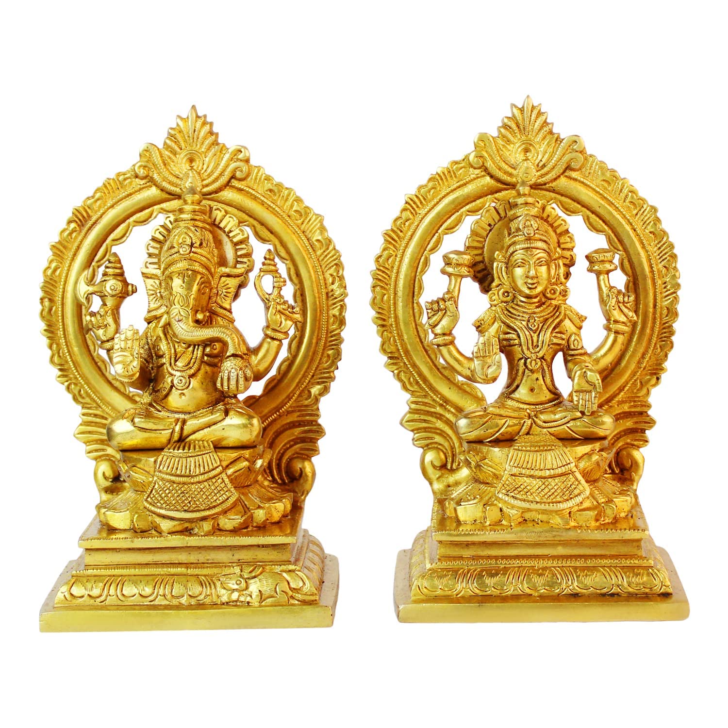 Kartique Brass Laxmi Ganesh Idol Bhagwan Ganpati Murti Metal Statue Sitting Laxmi Ji For Home Office Decor Pooja Good Luck Gift