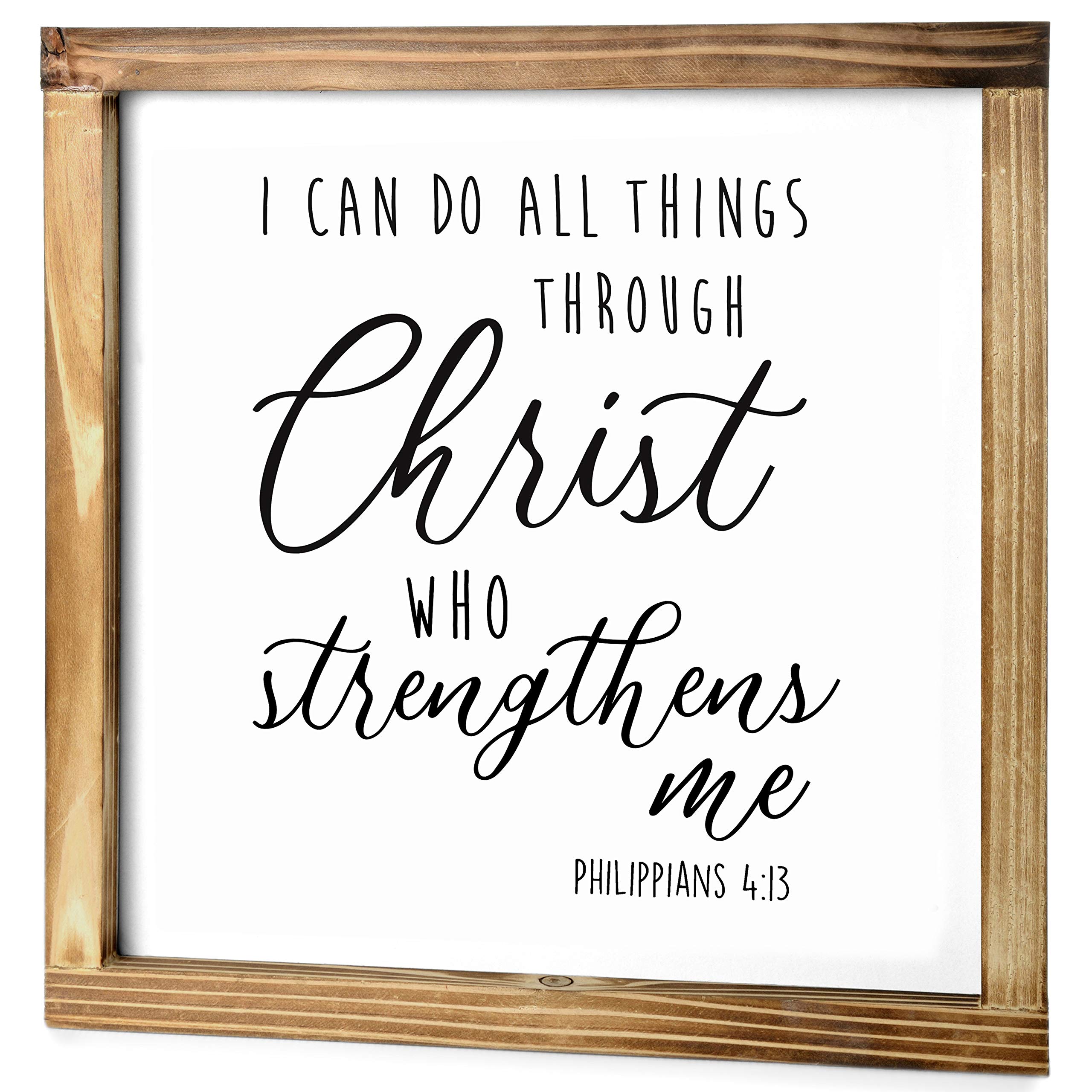 I Can Do All Things Through Christ Wall Art Sign 12X12 Inch, Christian Wall Art, Bible Verse Wall Decor Scripture Wall Art Phili