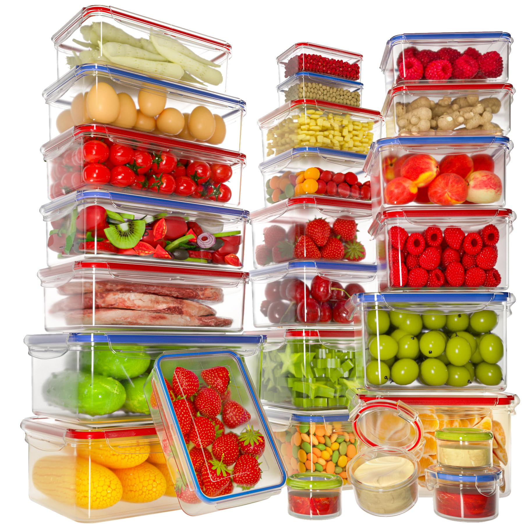 52-Piece Large Food Storage Containers with Lids Airtight, Health Material 85oz Leakproof Reusable Plastic Storage Containers, f