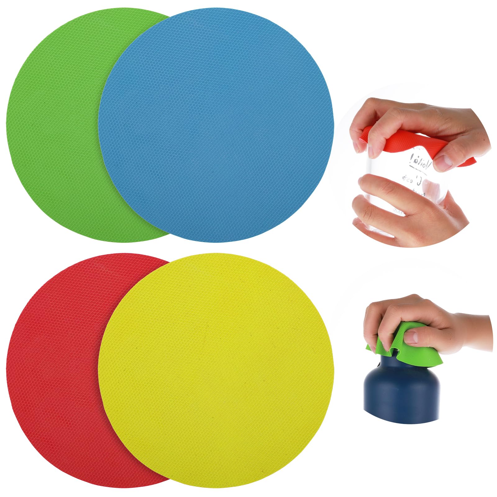 4Pcs Jar Opener Gripper Pads, Reusable Bottle Opener Rubber Jar Gripper For Arthritic Weak Hands Multi-Function Lid Opener Fit F