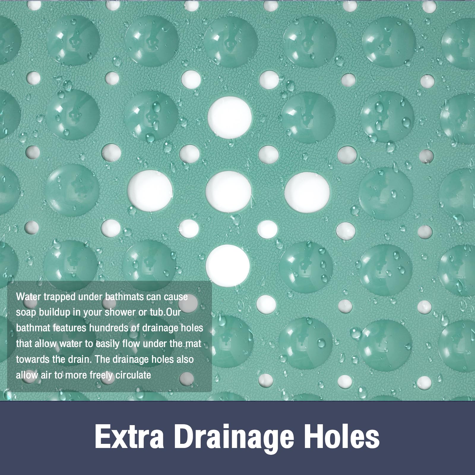 Naoloture Square Shower Bathtub Mat Non Slip For Inside Shower Mars Green 21X21 Inch, Shower Stall Mats For Bathroom Floor, Soft