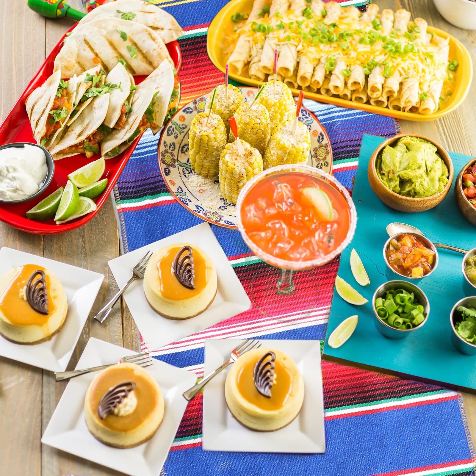 Tegeme 12 Pcs Mexican Table Runners 14 X 84 Inch Mexican Serape Table Runner Decor Blanket Fringe Cotton Table Runner Decoration