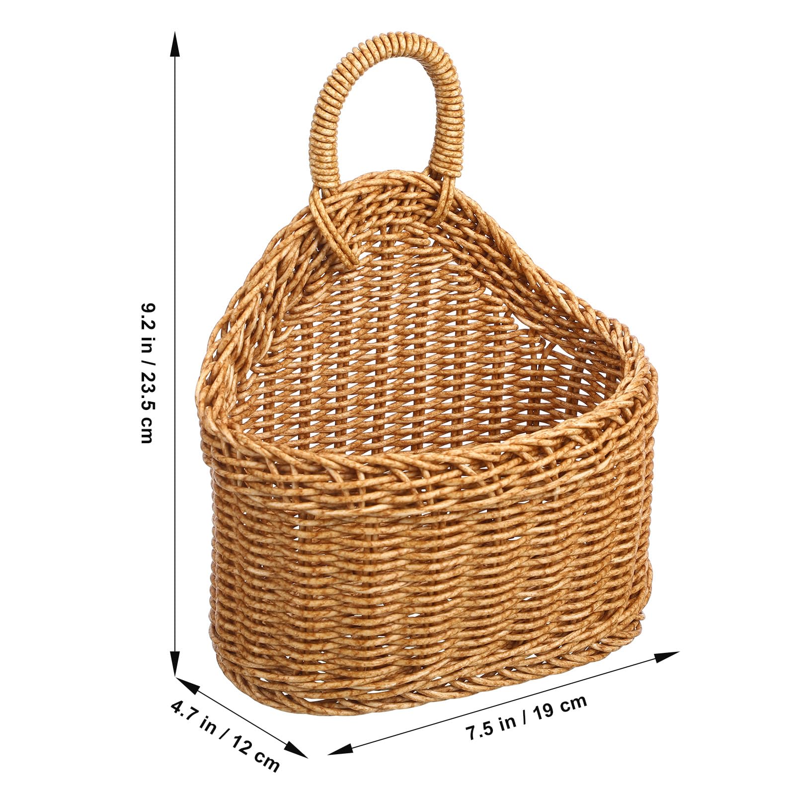Hanging Wall Basket Wall Storage: Farmhouse Rattan Flower Bin Kitchen Onion Organizer Rustic Handle Basket Container For Ginger