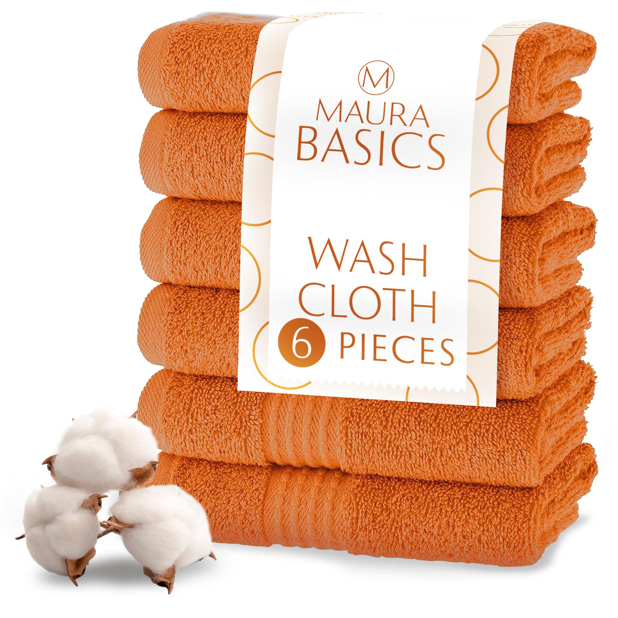 Maura Basics Turkish Cotton Washcloth Towel Set High Performance Bathroom Essentials With Hanging Loops, Standard Size 13   X13