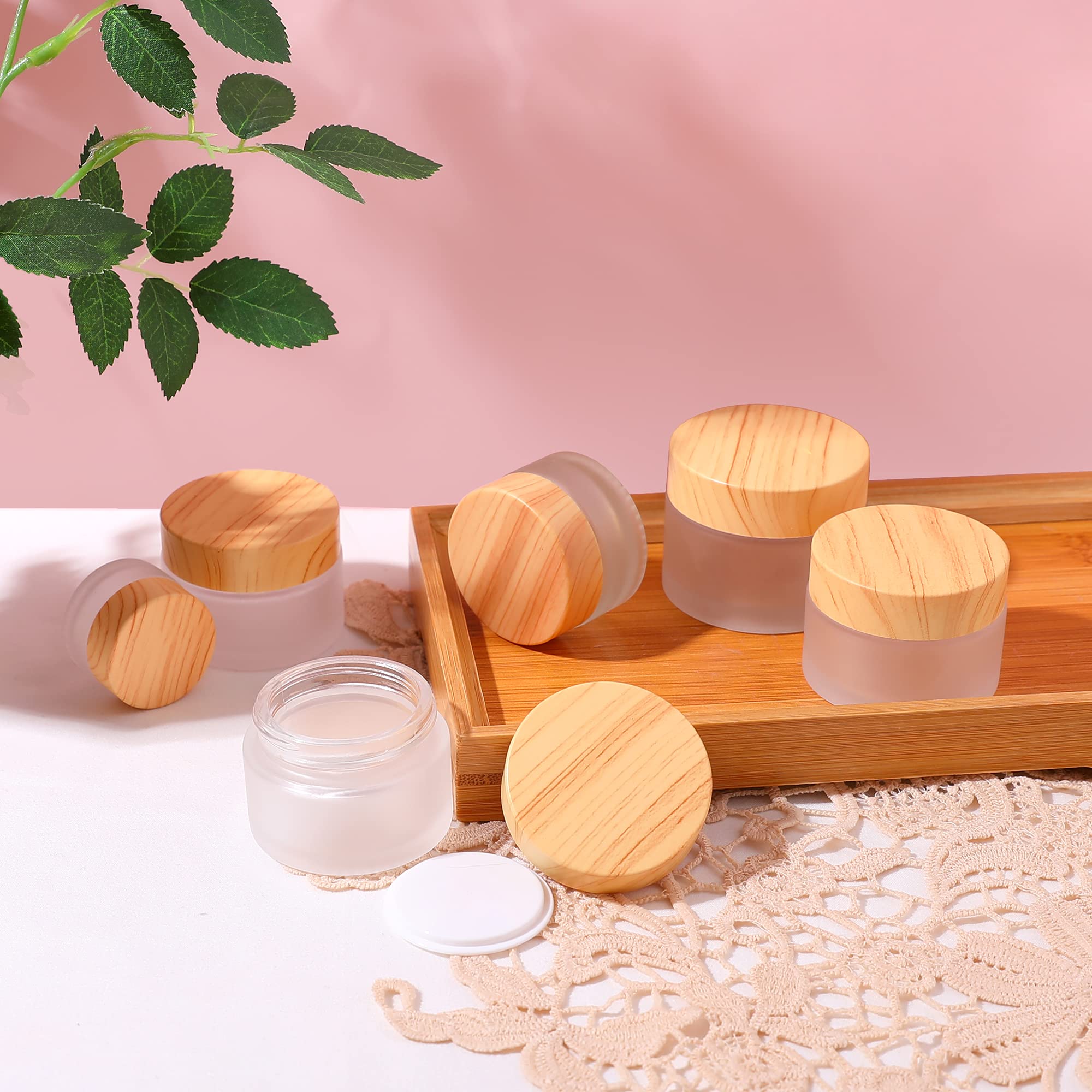 50 Gram/Ml Glass Cosmetic Containers With Lids,Round Frosted Cosmetic Jars With Leakproof Lids,Small Empty Glass Sample Jars For