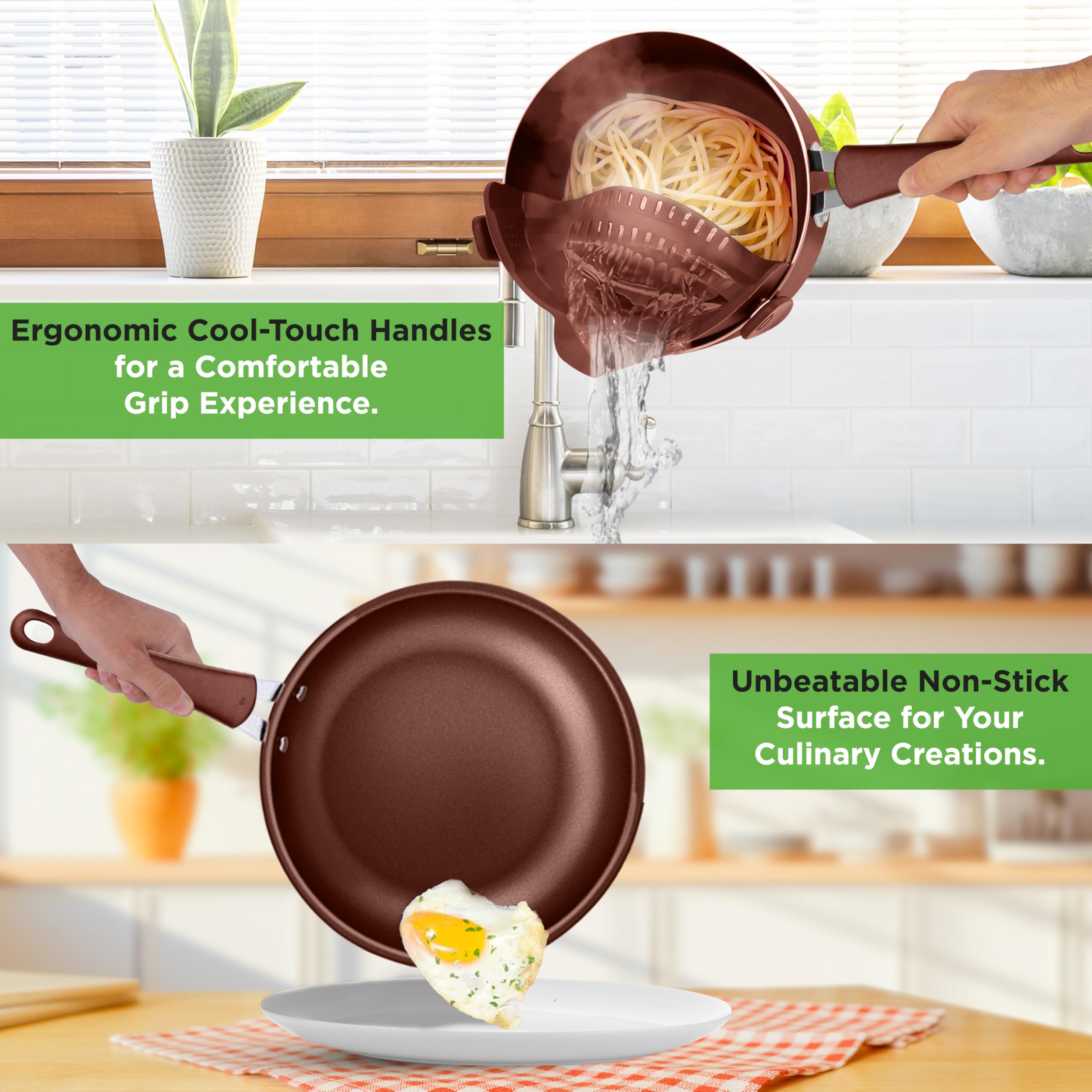 NutriChef 20 Piece Professional Home Kitchen Cookware and Bakeware, Pots and Pans Set Non Stick Kitchenware, Cool-Touch Handles,