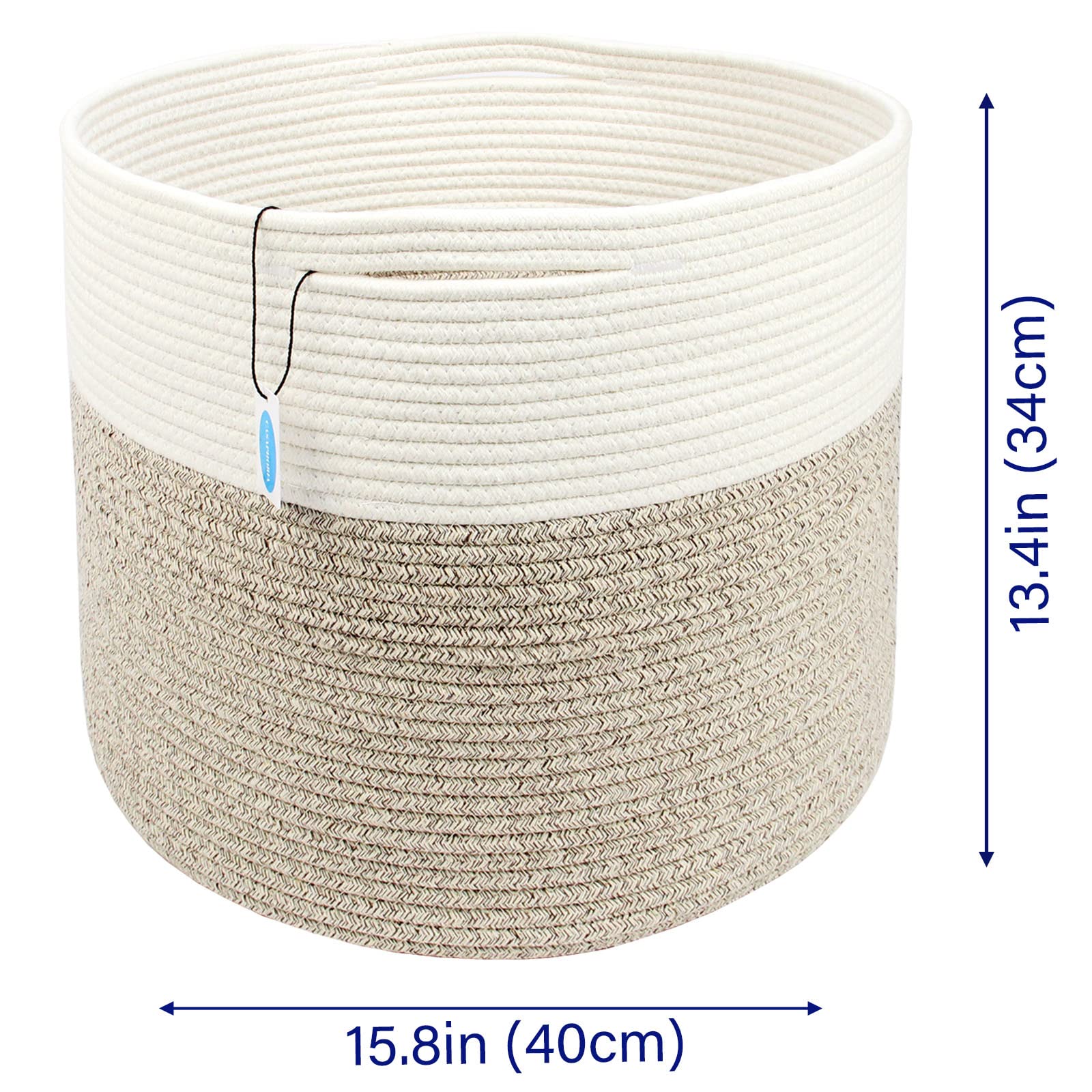 Casaphoria Large Cotton Rope Storage Baskets With Handles For Organizing,Round Woven Baskets For Blanket Pillows,Tall Woven Cott