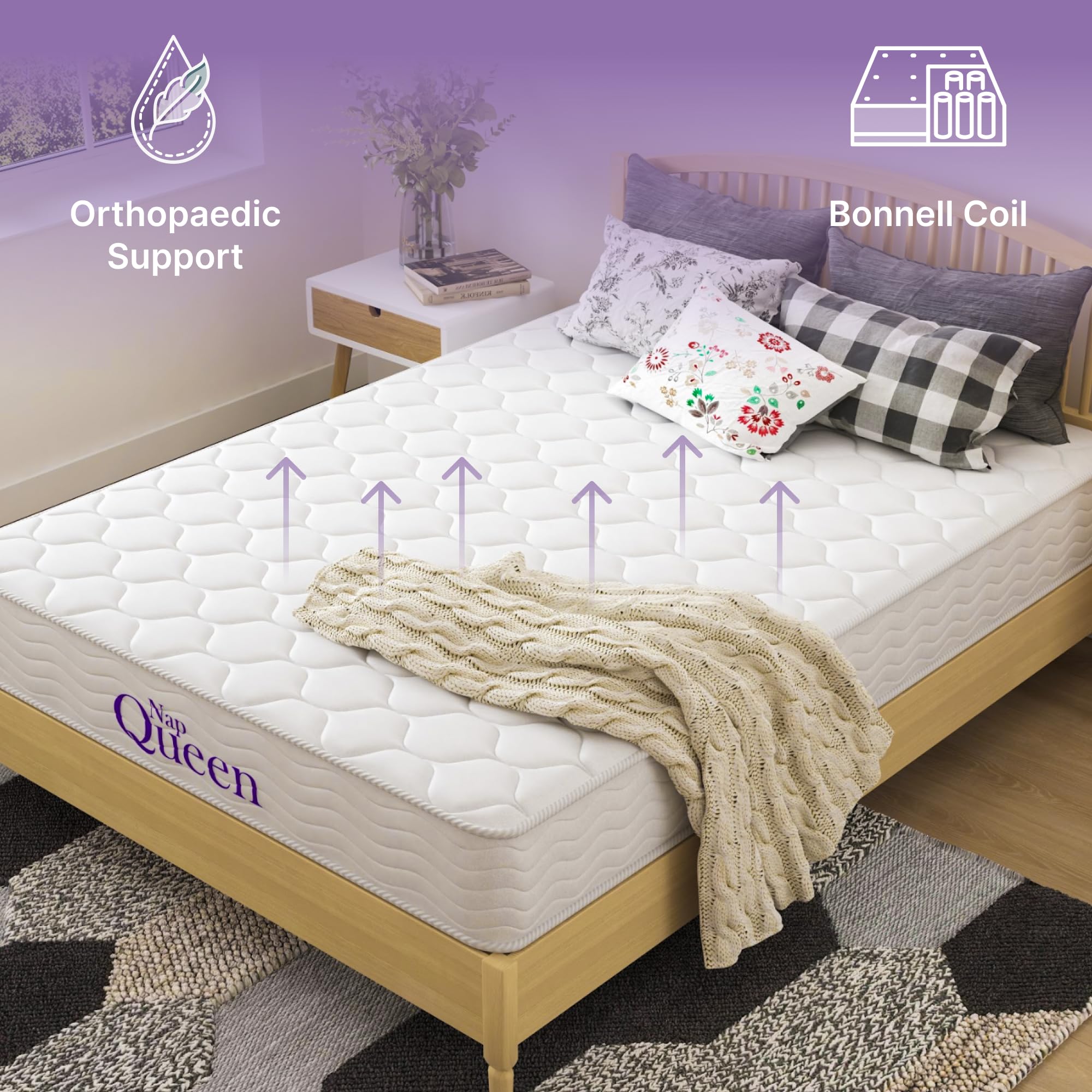 NapQueen 6 Inch Innerspring Twin-XL Size Medium Firm Support Relief Mattress  Bed in a Box