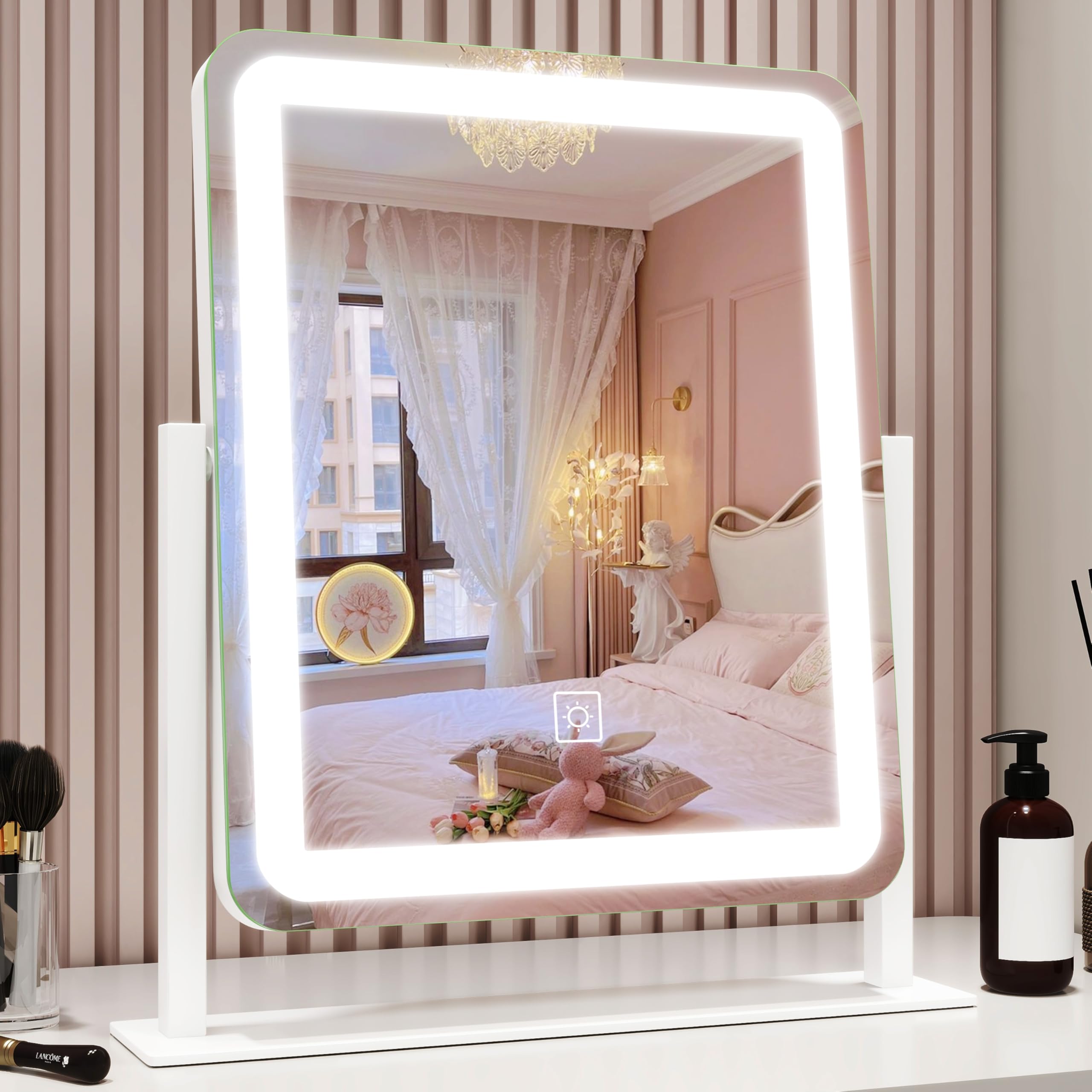 Rolove Vanity Mirror With Lights, 12.6''  15'' Led Makeup Mirror, Lighted Makeup Mirror With Lights, Smart Touch Control Dimmabl