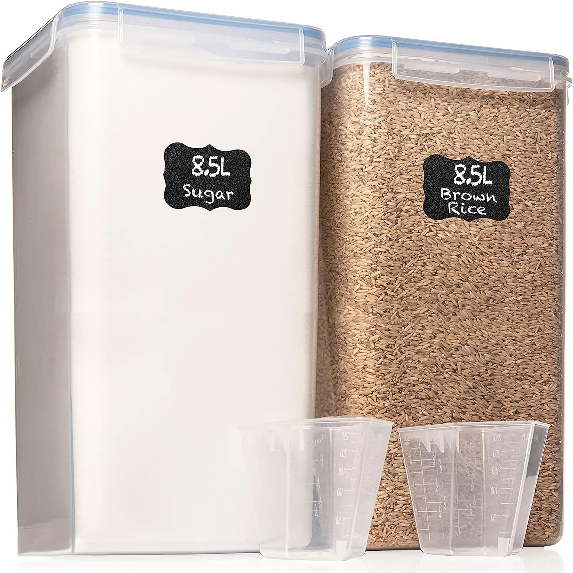 Flour Storage Container 2 Pc [8.5L / 287 Oz] Extra Large Food Storage Containers With Lids  Airtight, Leak Proof, Bpafree Plas