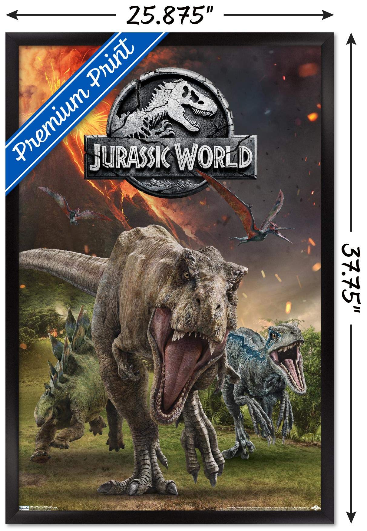Trends International 24X36 Jurassic World: Fallen Kingdom - Group Wall Poster, 24'' X 36'', Black Framed Version