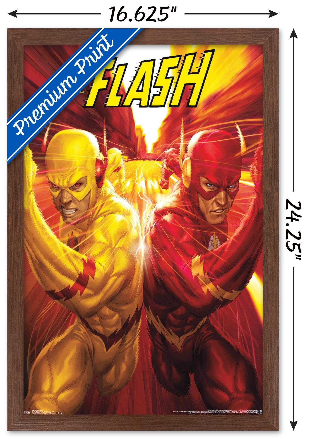 Trends International Dc Comics - The Flash And The Reverse Flash - Race Wall Poster, 14.725'' X 22.375'', Mahogany Framed Versio