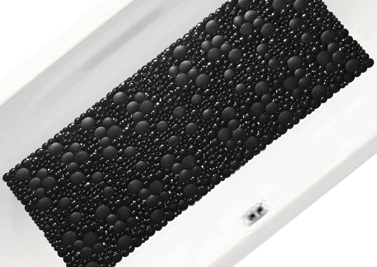 Mantto Extra Long Pebble Bath Tub Shower Mat 34.2 X 15.7, Bathmat Non-Slip With Suction Cups, Machine Washable, Bathroom Mats, S