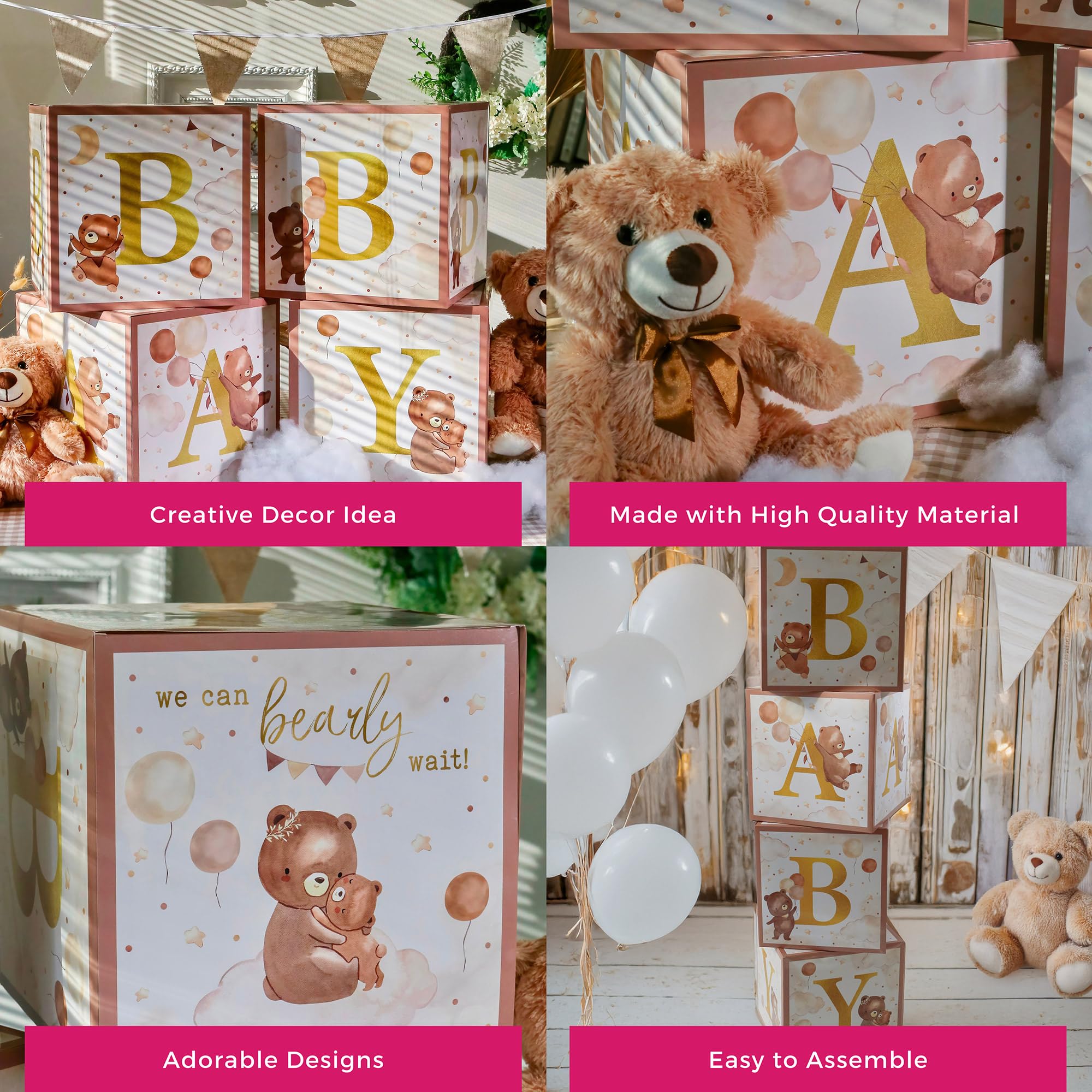 Kate Aspen We Can Bearly Wait Baby Shower Decorations, Baby Boxes with Letters for Baby Shower, Gender Reveal Decor Photo Prop &