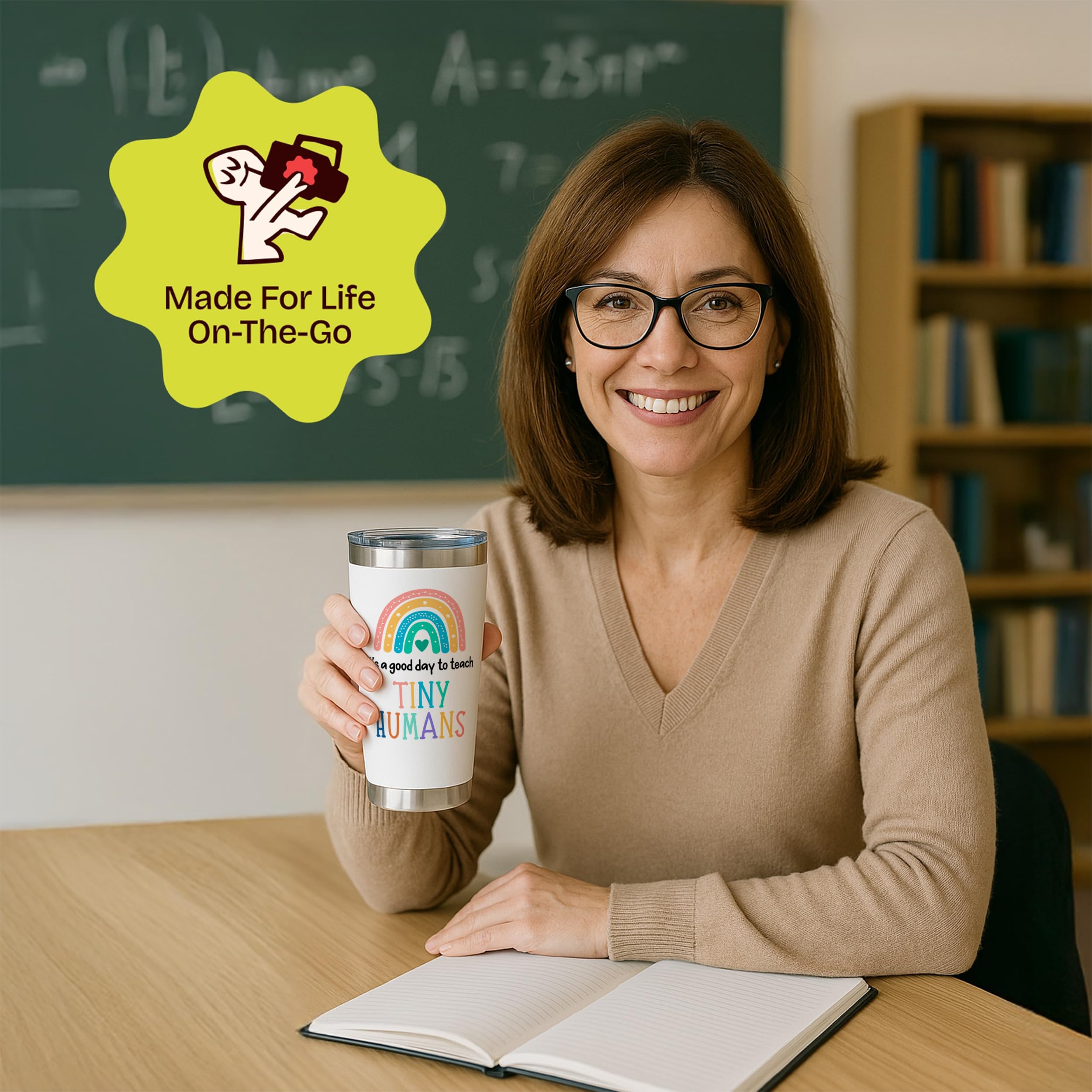 KLUBI Teacher Appreciation Gifts for Women - It s a Good Day To Teach Tiny Humans 20oz White Tumbler Gift for Kindergarten, High