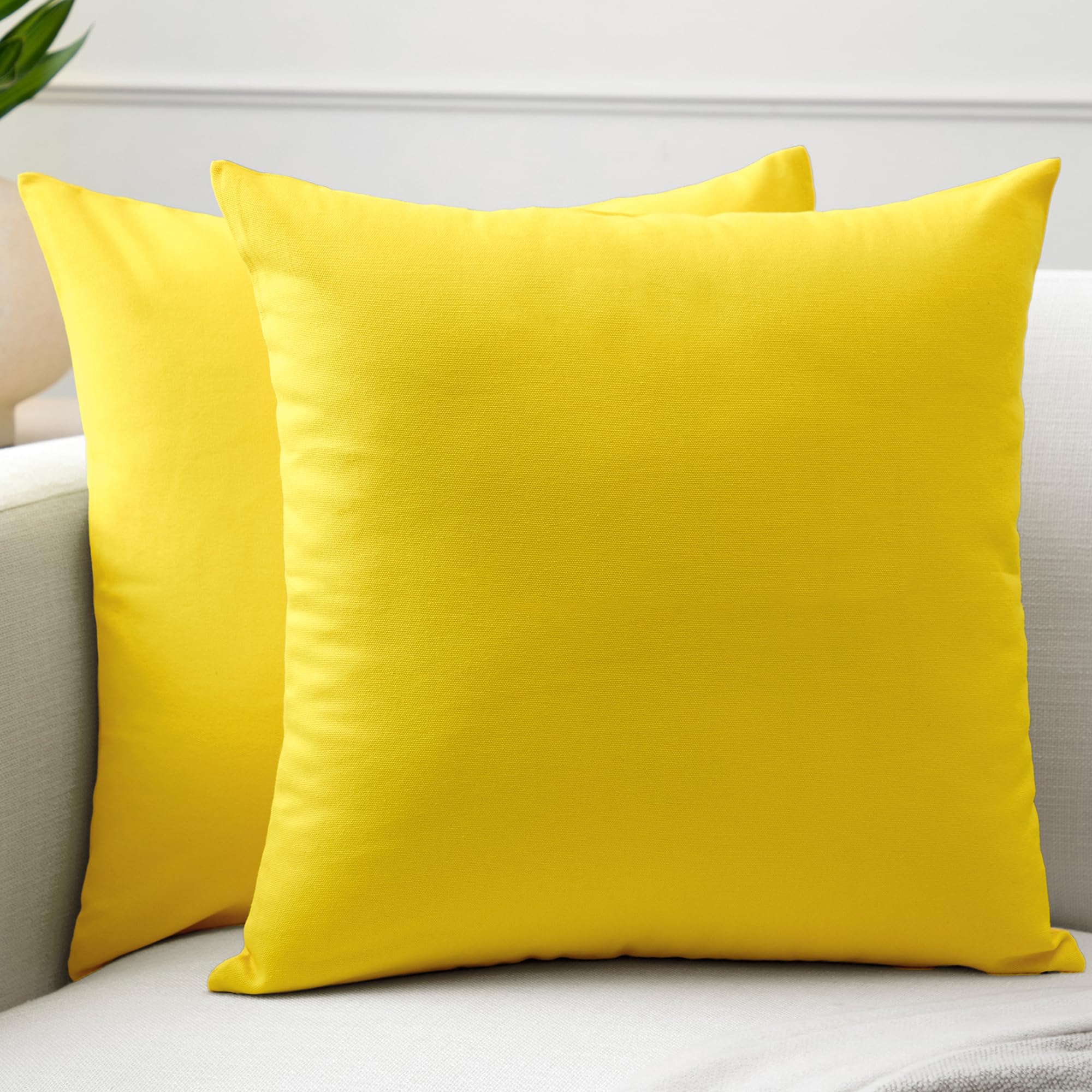 Encasa Xo Throw Pillow Covers 24X24 In Set Of 2 Sunbeam Yellow | No Inserts | Cotton Pillow Covers For Living Room, Bed, Sofa, C