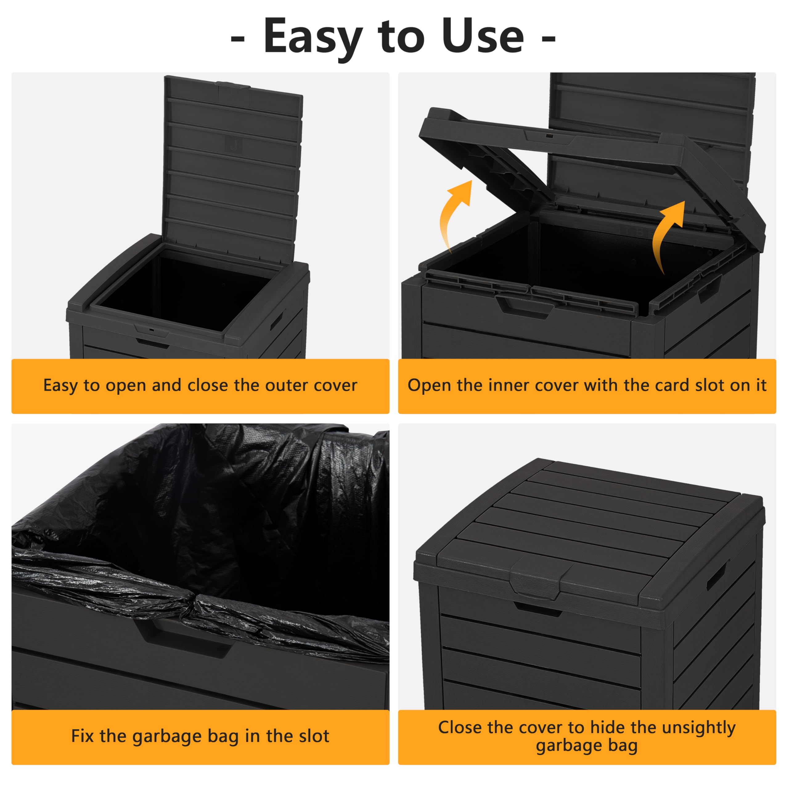 Lhbgo Outdoor Trash Can, 31 Gallon Garbage Can With Tiered Lid And Drip Tray, Waterproof Resin Outside Trash Bin For Patio, Back