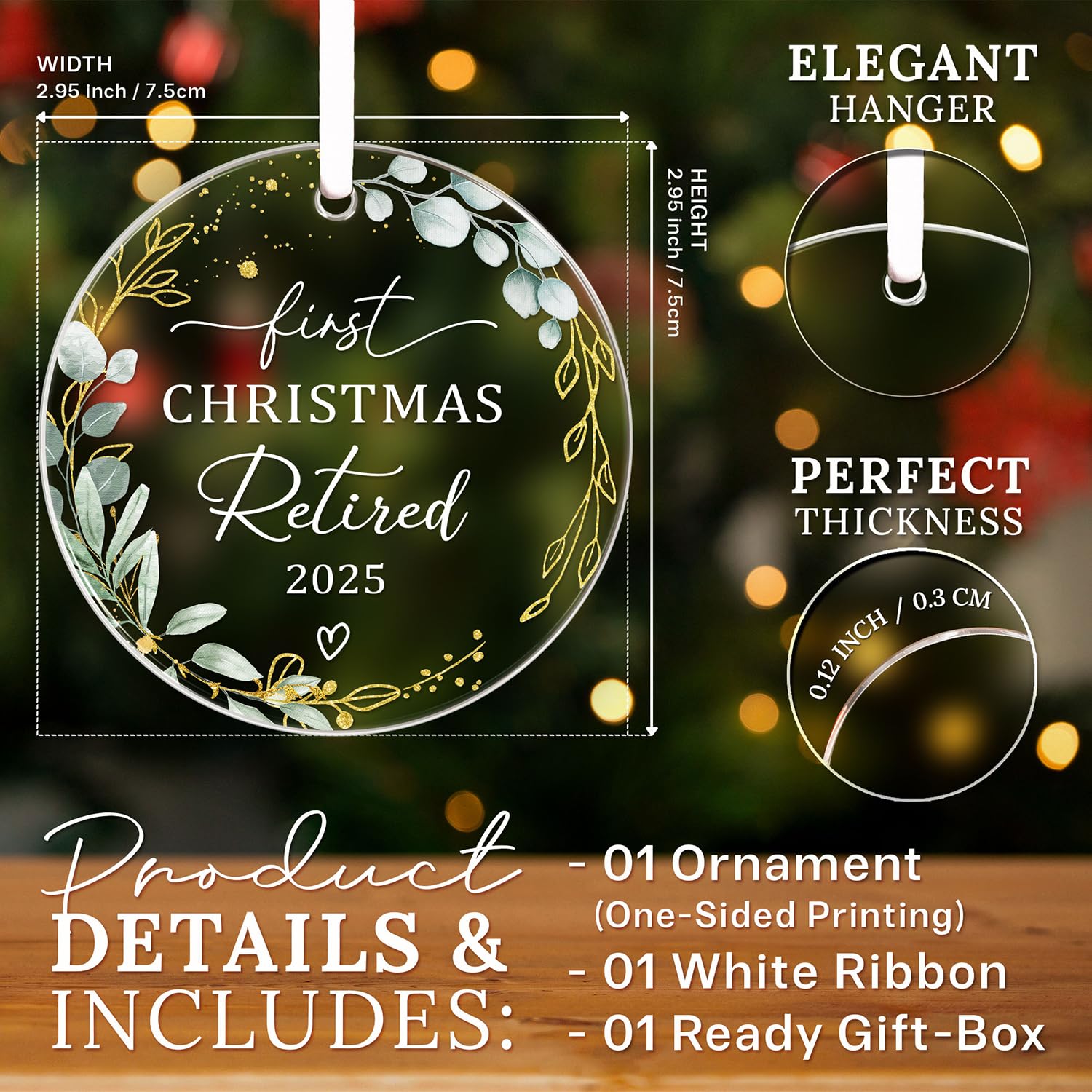 HEXMOZ Retirement Gifts for Women, Men 2025 - First Christmas Retired Ornament 2025 - Retired Gift for Coworker, Boss, Employee,