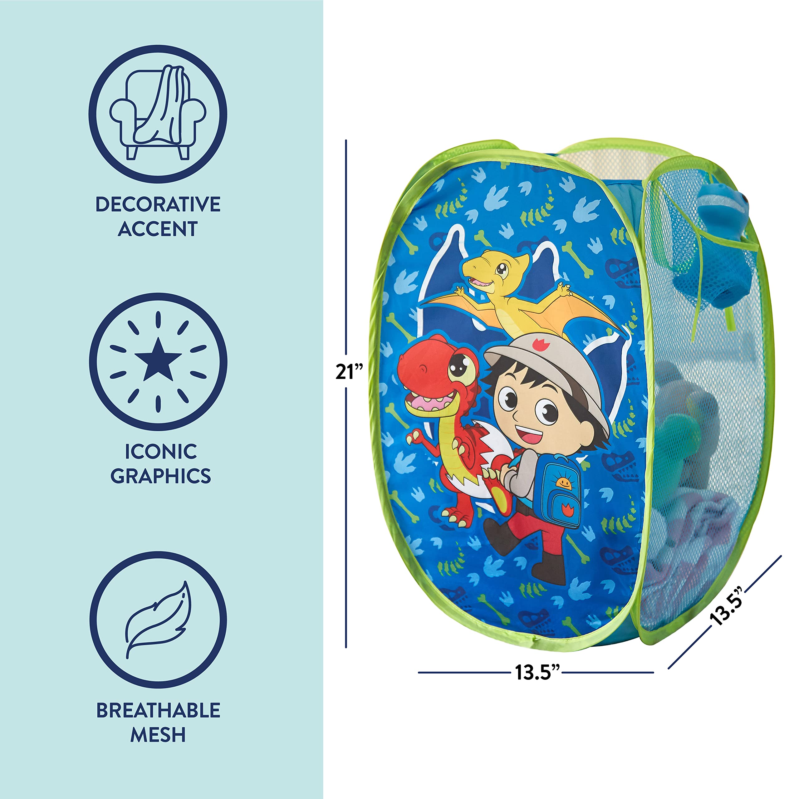 Idea Nuova Ryans World Pop Up Laundry Storage Hamper with Durable Carry Handles  21 '' H x 13.5 '' W X 13.5 '' L