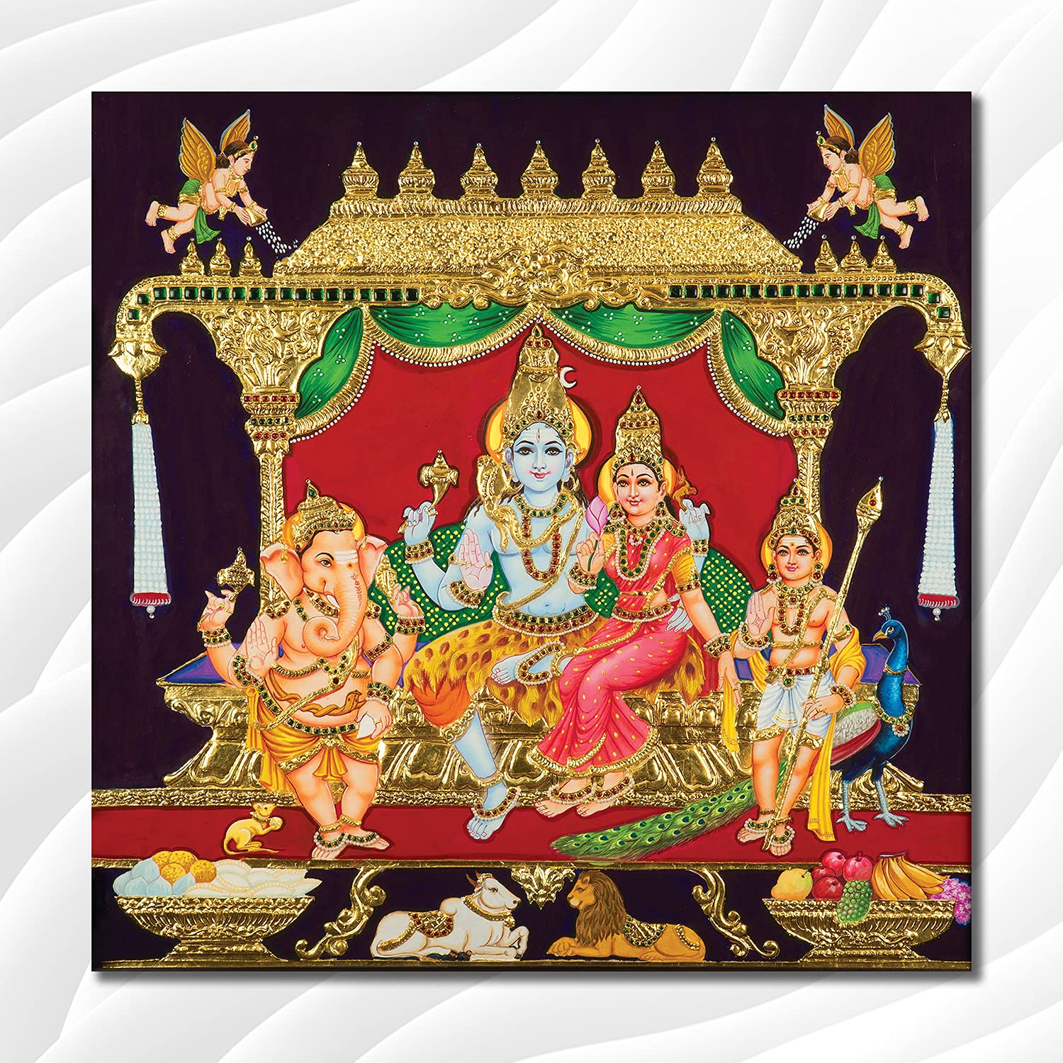 Namaste Home - Canvas Painting - Shiv Parivar - Canvas Painting - Modern Art - Abstract Art - Canvas Painting (Cotton Canvas, Me