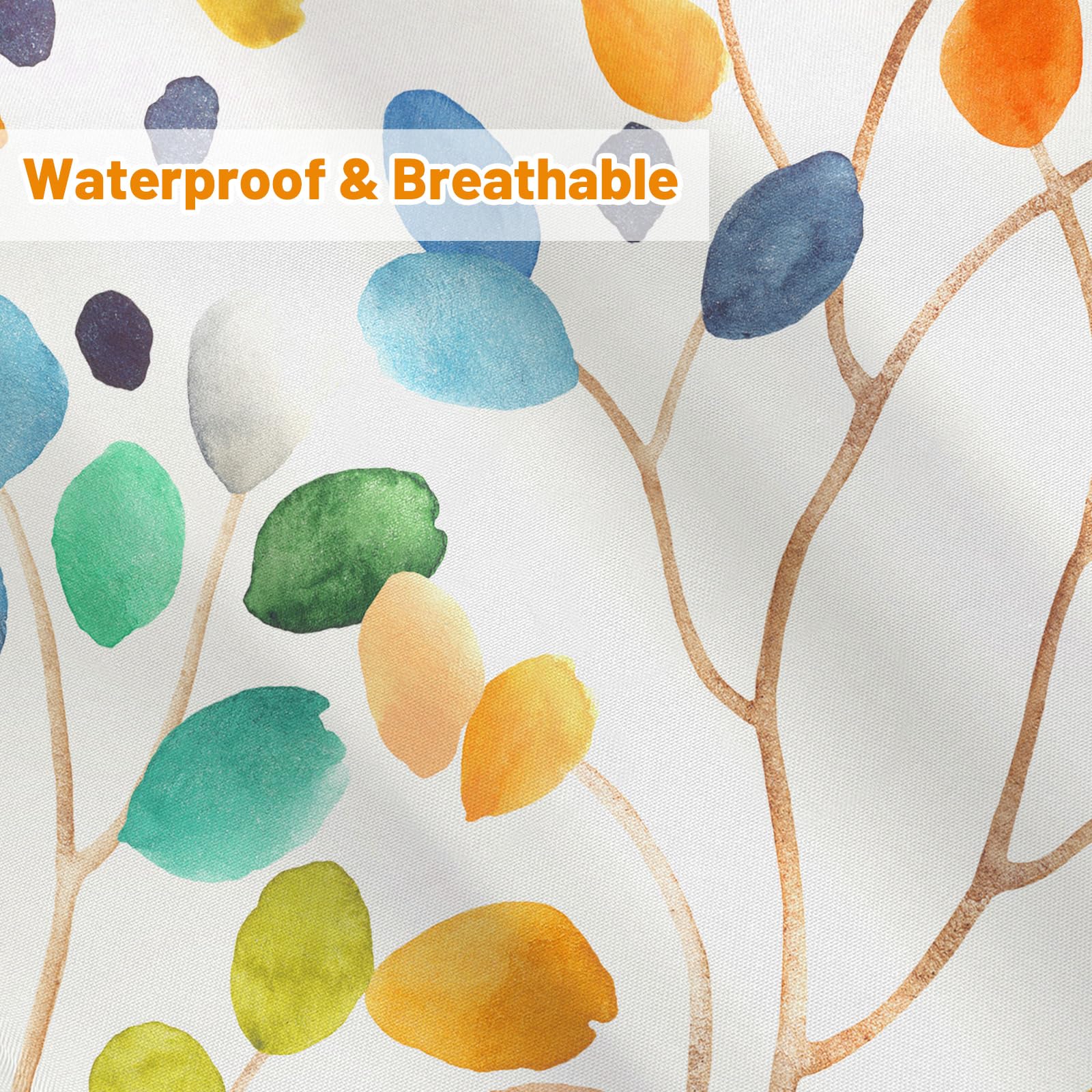 Lxbni Small Boho Floral Shower Curtain, Colorful Botanical Flower Leaf Bohemian Waterproof Shower Curtain With Hooks, Bathroom D