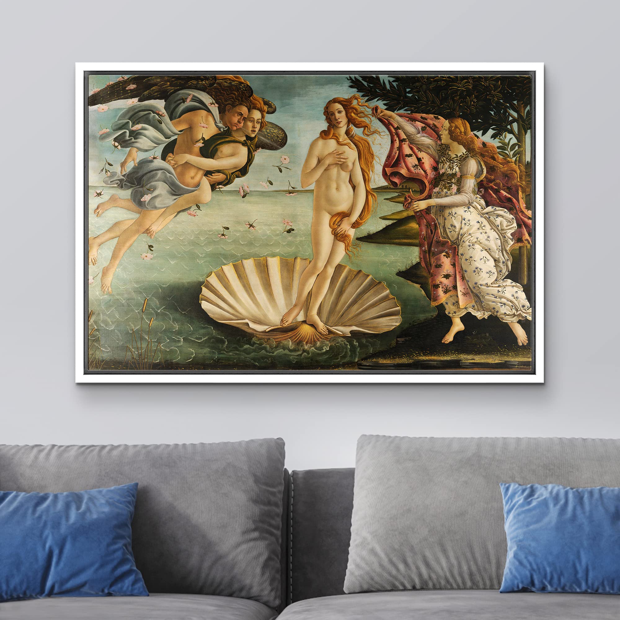Wall26 Birth Of Venus By Botticelli Giclee Framed Canvas Prints Wrapped Gallery Wall Art, Stretched & Framed Ready To Hang - 16'