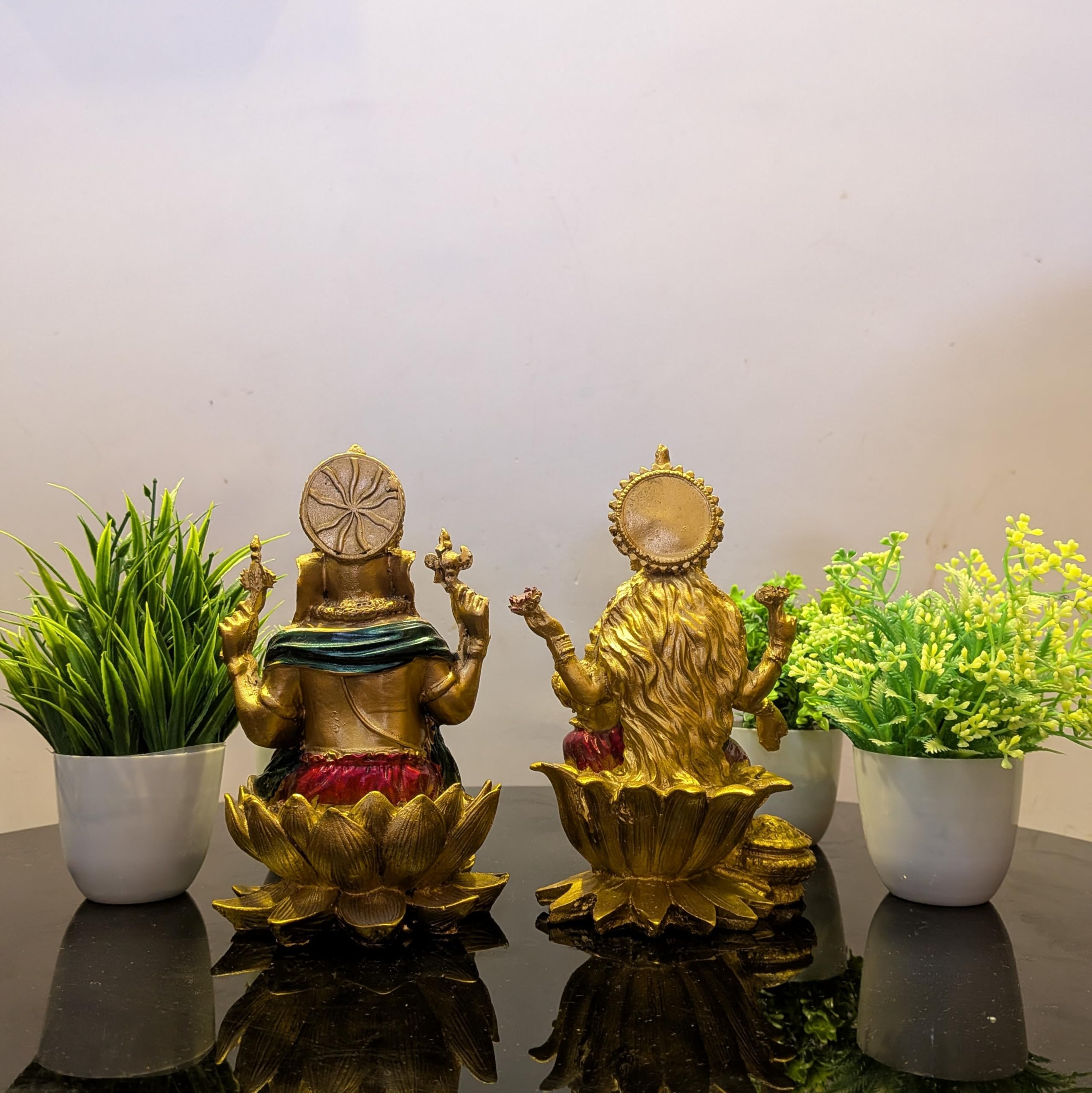 Anitrad Collections Big Size Laxmi Ganesh Idol | Metallic Finish Lord Ganesha & Laxmi Ji Murti For Pooja Room, Home Decor, Mandi