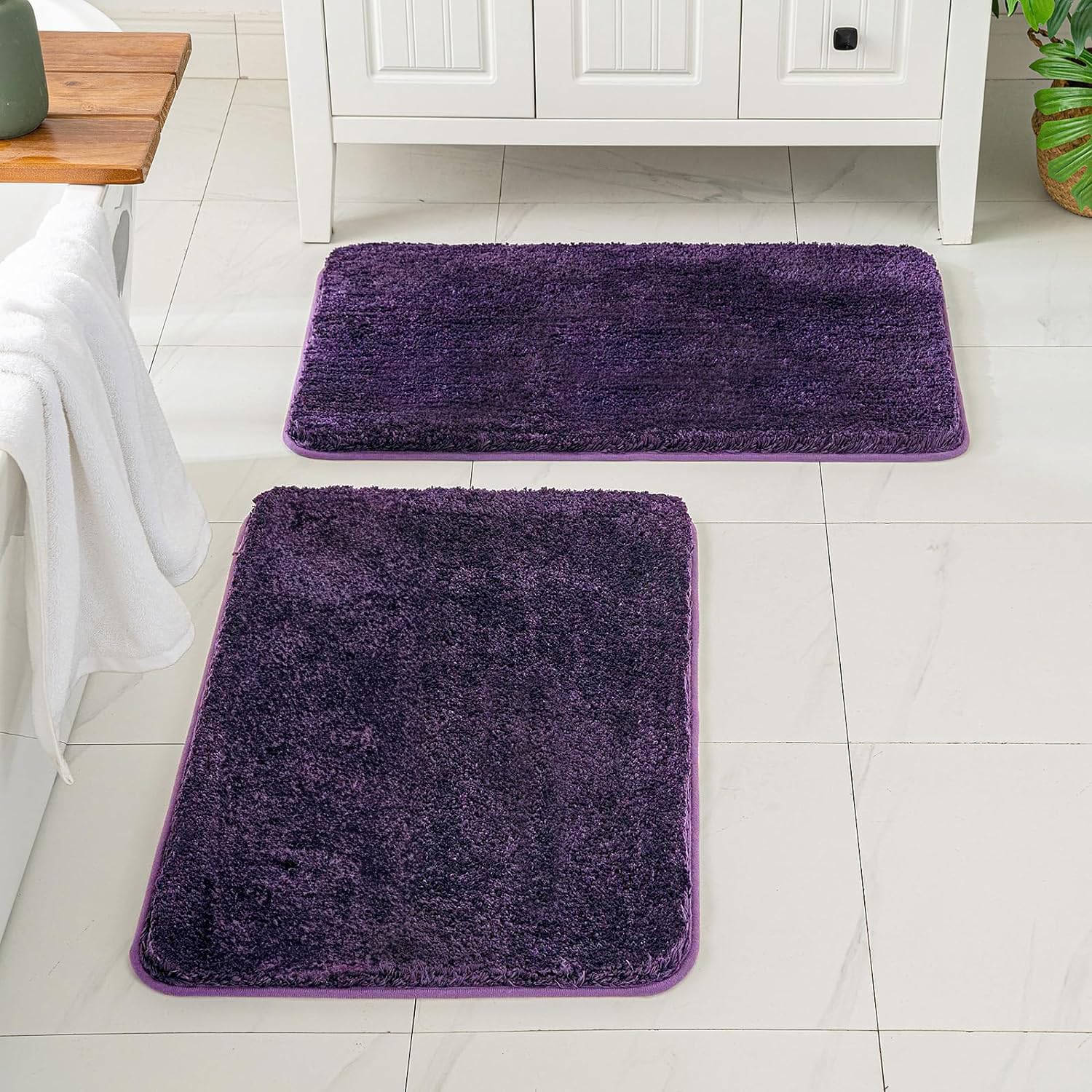 Miulee Bathroom Rugs Sets 2 Piece - Absorbent Bath Mats Set Made Of Thick Fluffy Microsiber For Bathroom Floor, Tub Or Entryway,