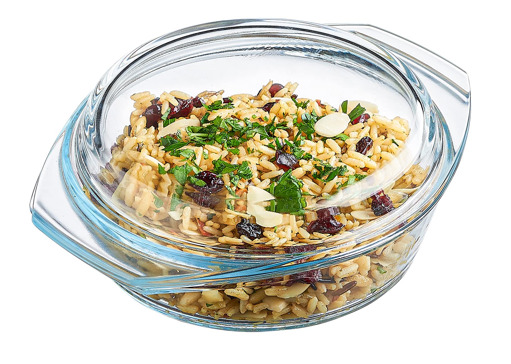 Simax Casserole Dish With Lid, 24 Ounce Round Glass Cookware, Oven And Microwave Safe Borosilicate Glass, Made In Europe 0.75 Qt