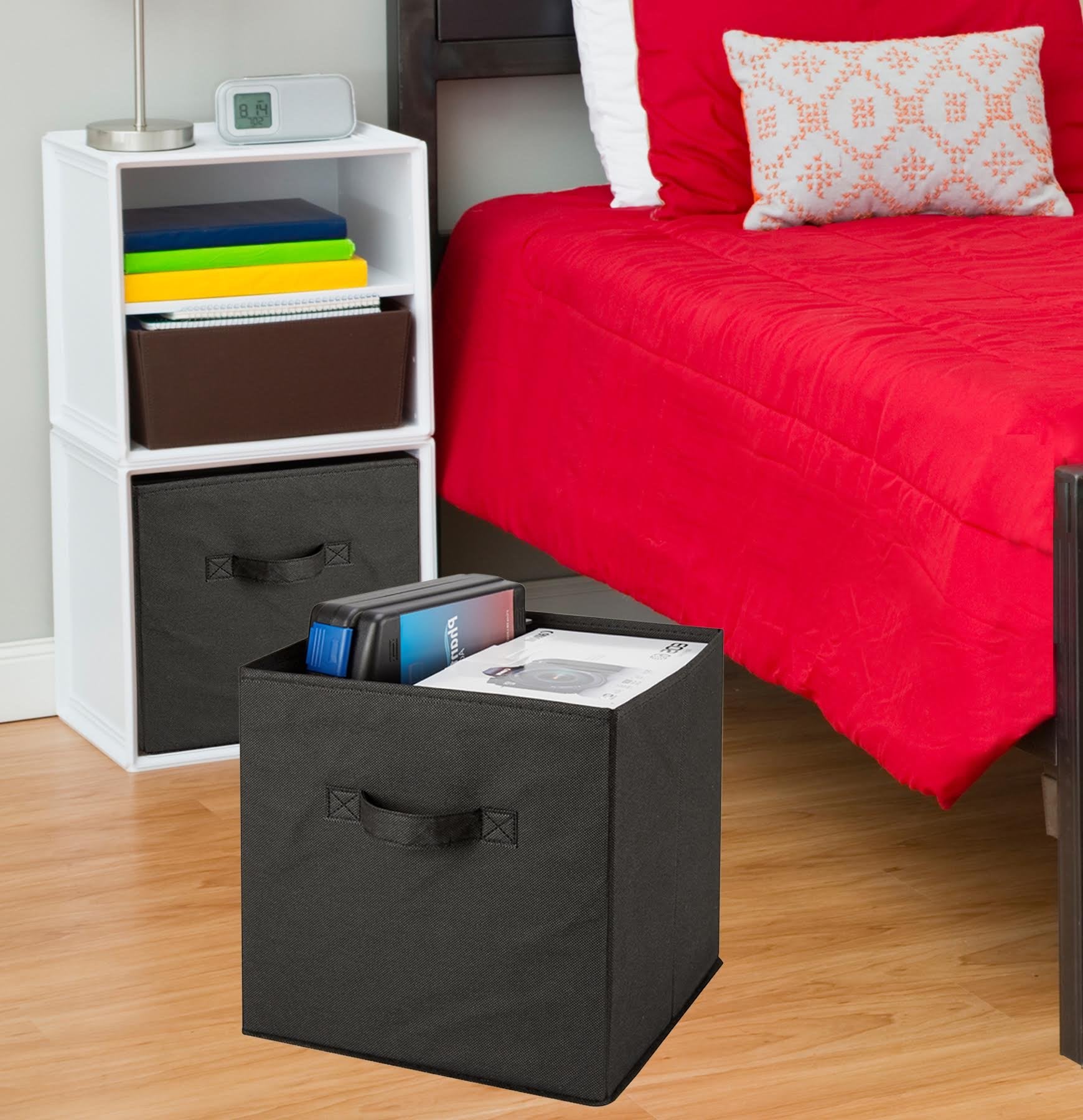 Handy Laundry Foldable Cube Storage Bins - 6 Pack - Decorative Fabric Storage Cubes Are Collapsible & Great Organizer For Shelf,