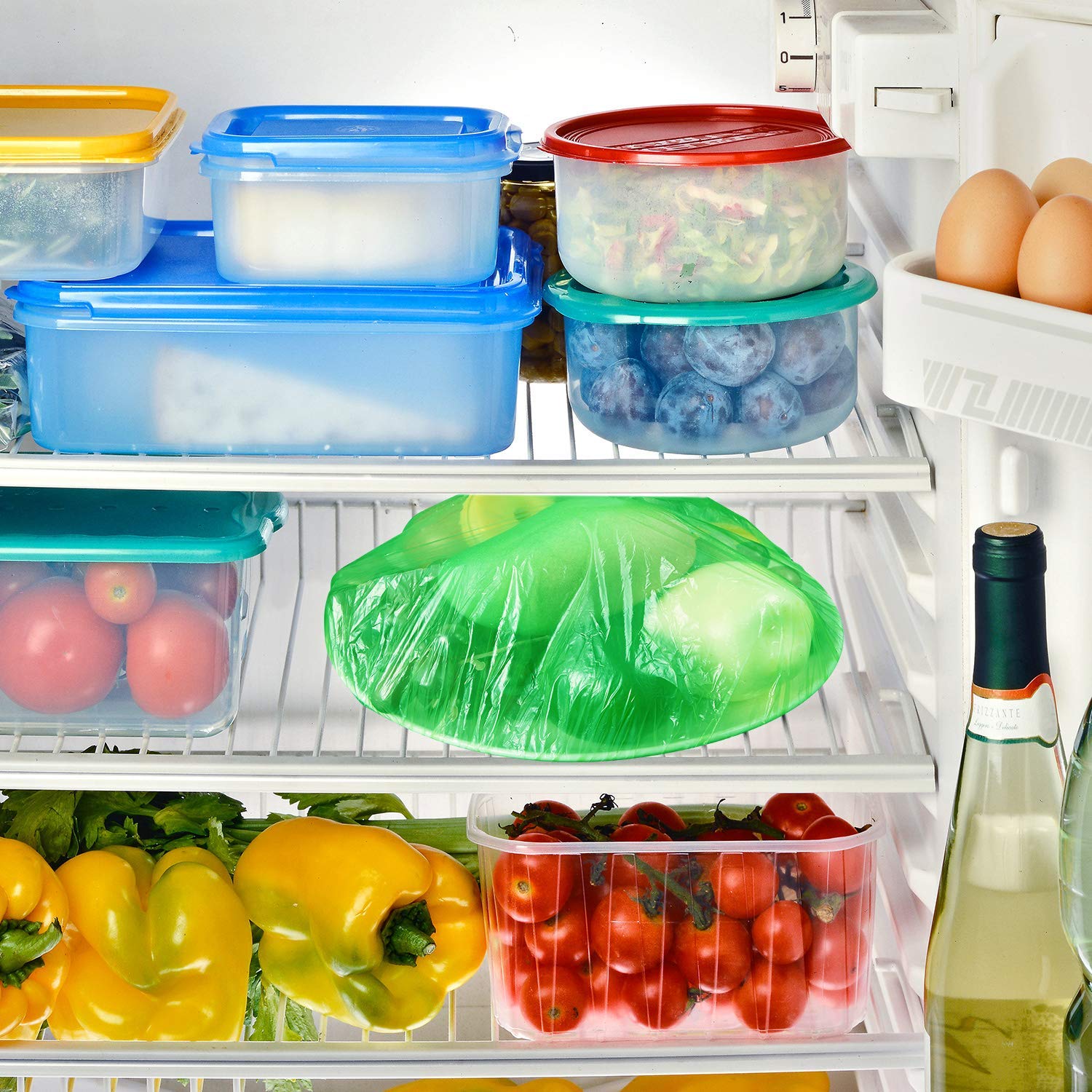 Kerixi Elastic Food Covers With Various Sizes|Reusable Fitted Bowl Covers|Set Of 24